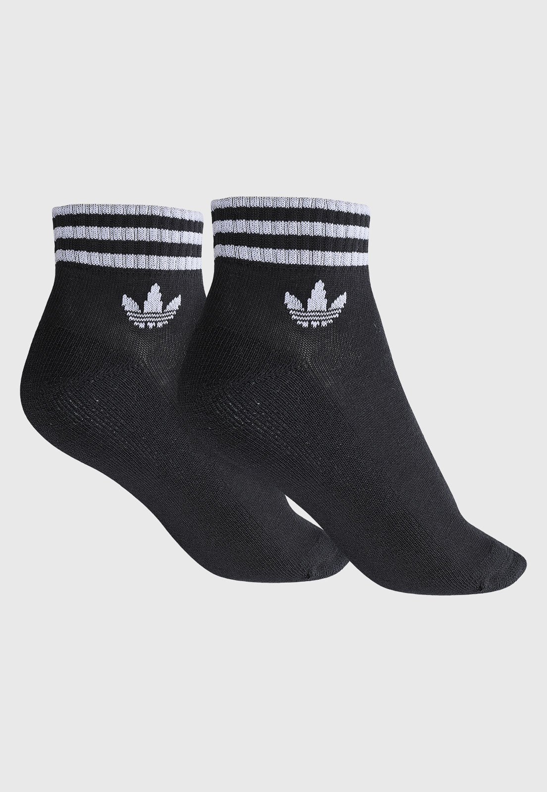 Vista 3 Kit 3pçs Meia adidas Originals Cano édio Trefoil Preta preto adidas Originals preto