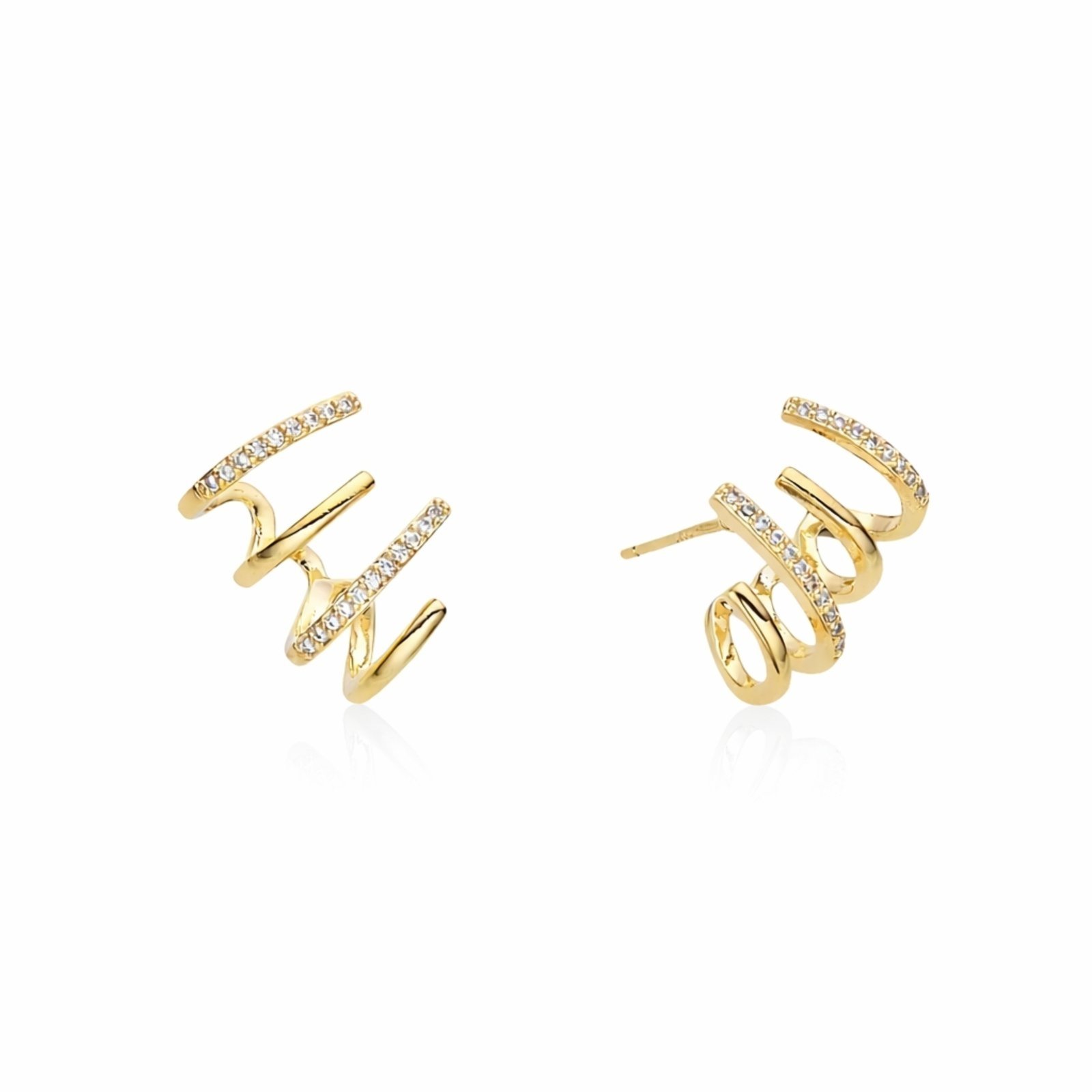 Vista 3 Brinco Ear Cuff 4 Fios Banhado a Ouro 18k Alexandra Michelassi Semijoias prata Alexandra Michelassi Semijoias prata
