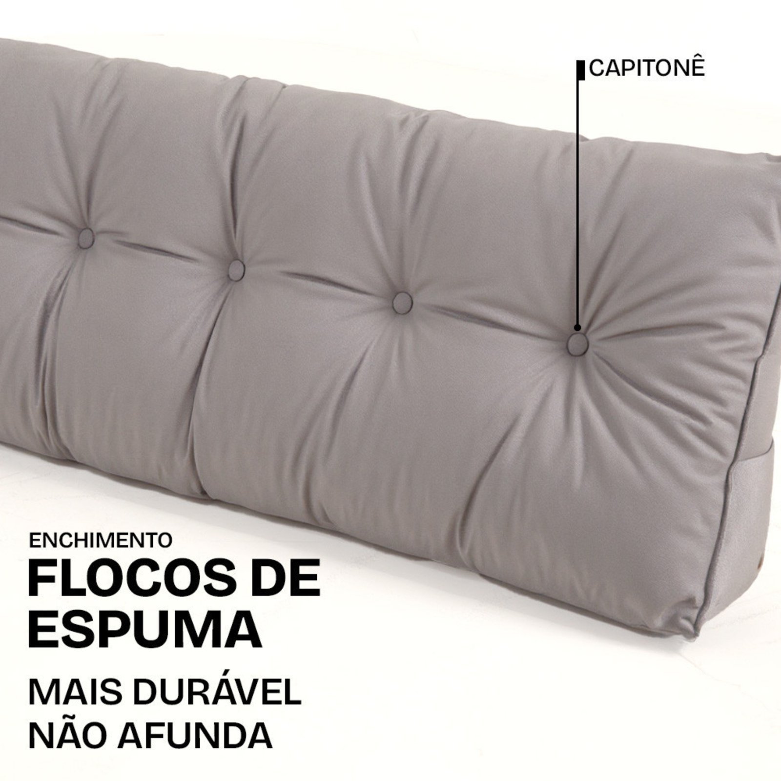 Vista 3 Almofada de Cabeceira Encosto Apoio para Lombar com Bolso Lateral 90x50x20cm BF Colchões marrom BF Colchoes marrom
