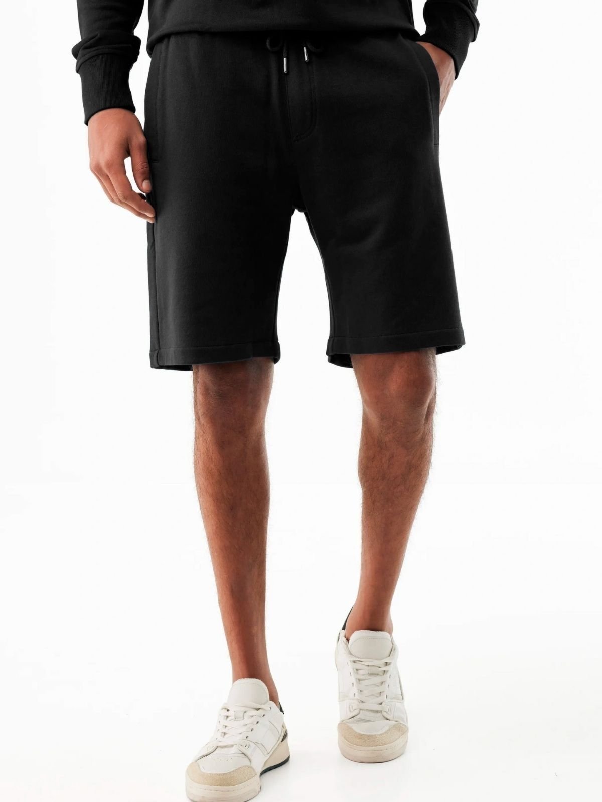 Bermuda de Moletom Slim Fitness Moda Masculina Casual - Preto