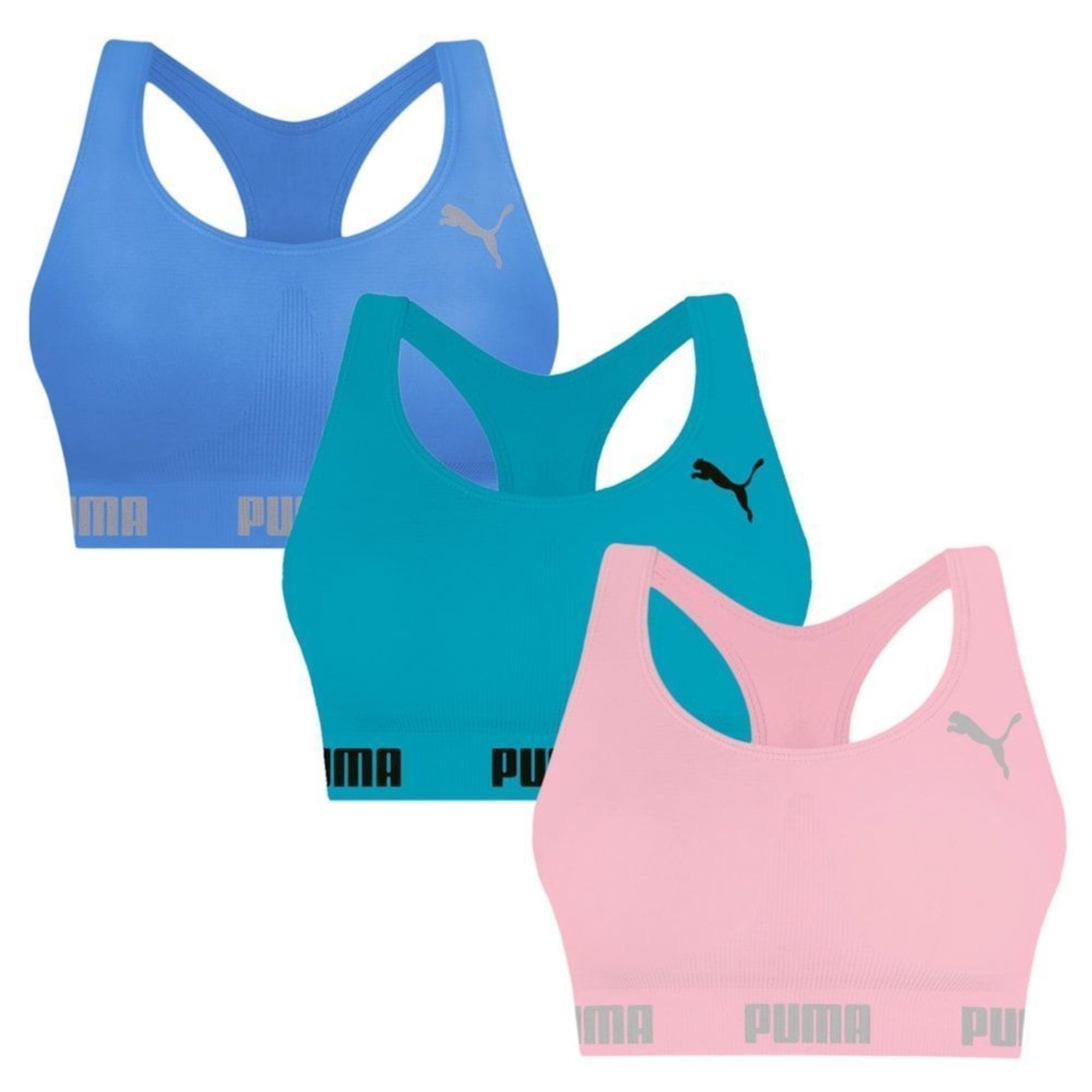 Kit 3 Tops Puma Nadador Sem Costura Feminino – Azul – puma