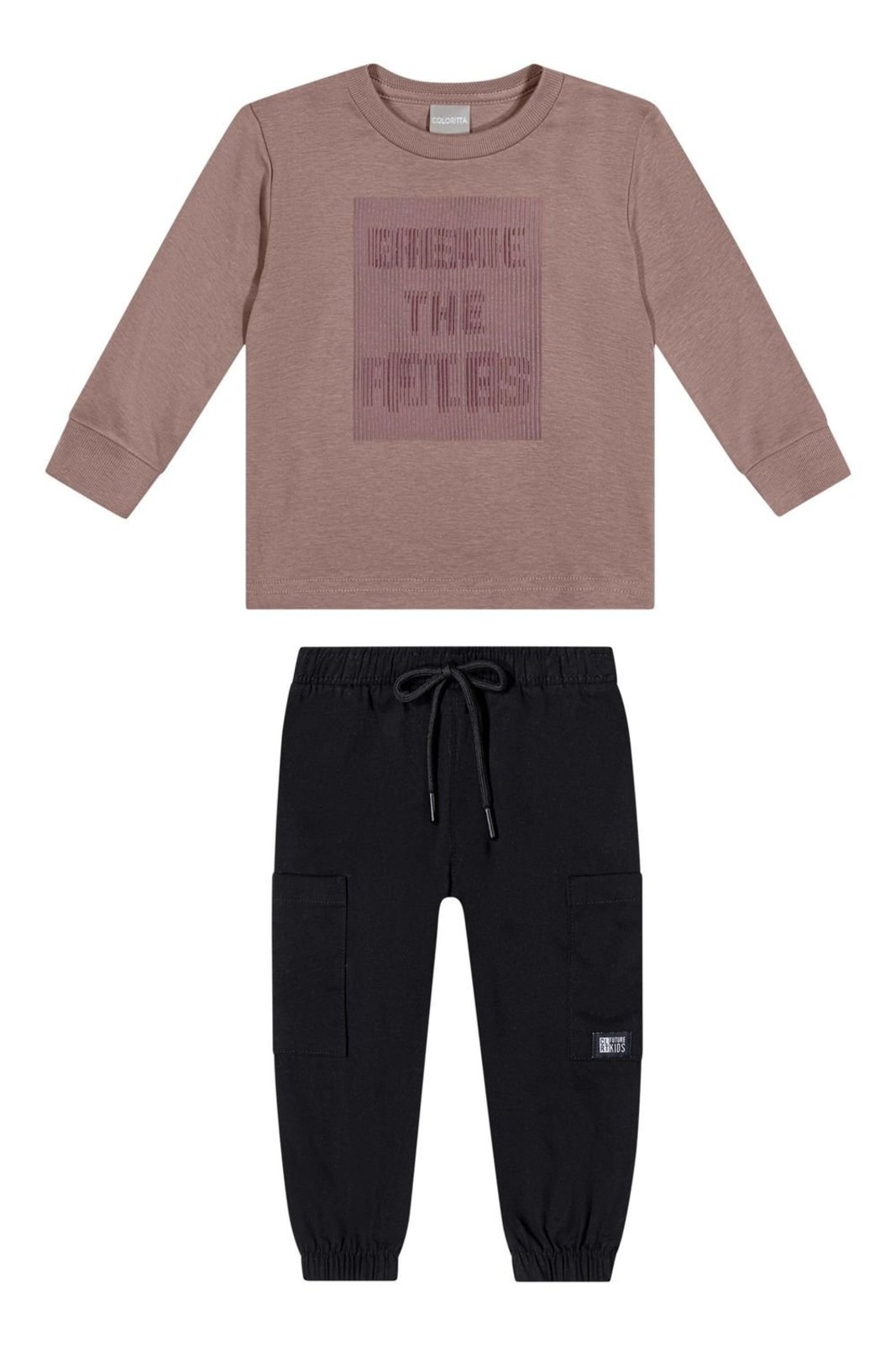 Infantil - Conjunto Menino Suedine Relevo Colorittá Marrom