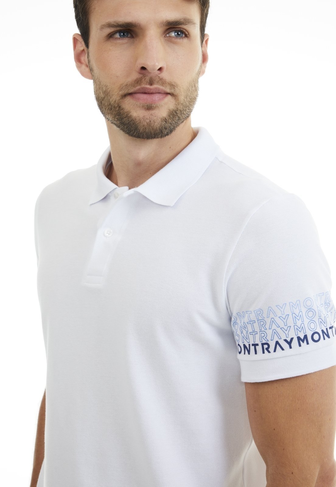 Polo Piquet Traymon Slim Estampada Branco