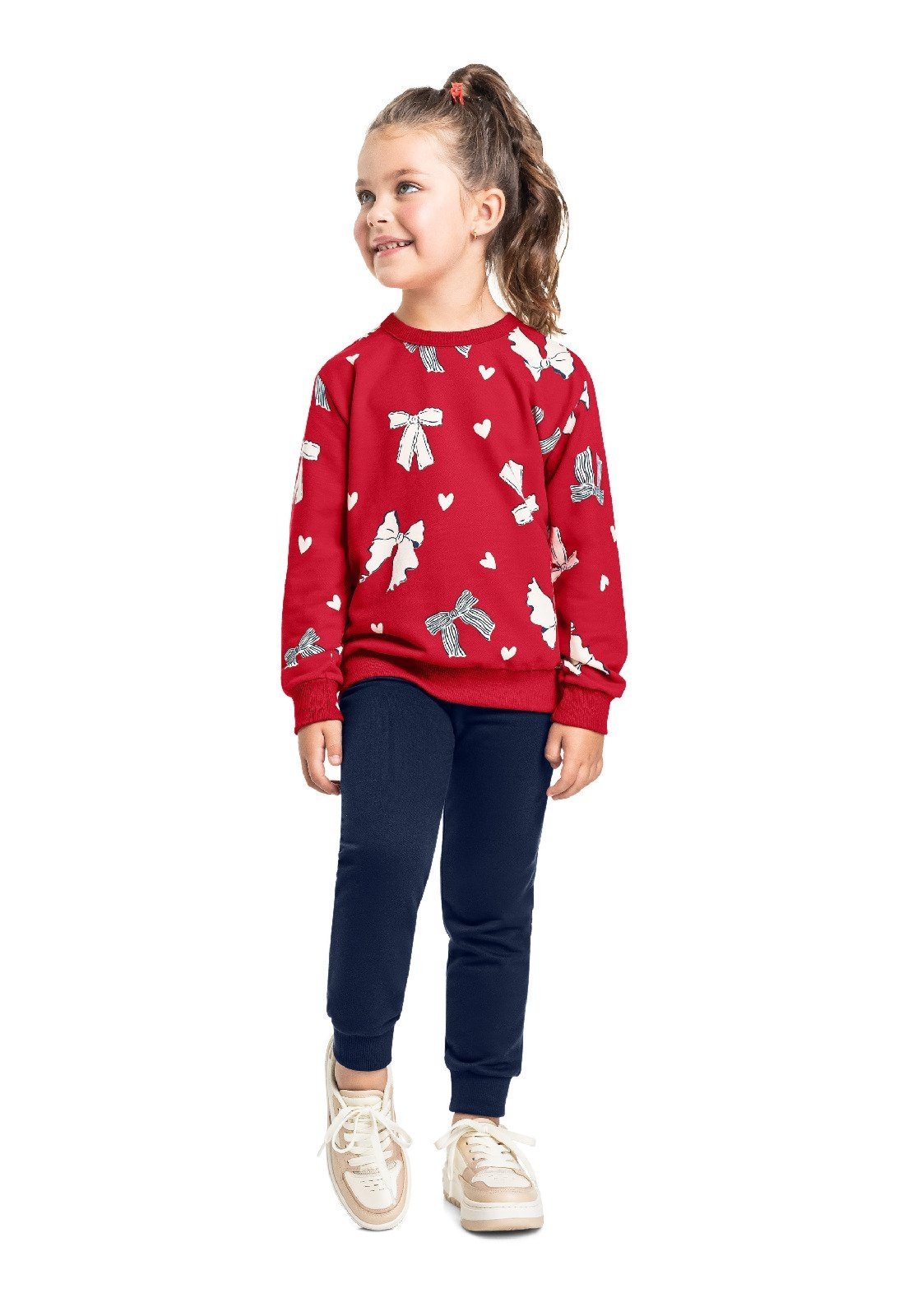 Infantil - Conjunto Blusão Laços Corações Bee Loop Vermelho