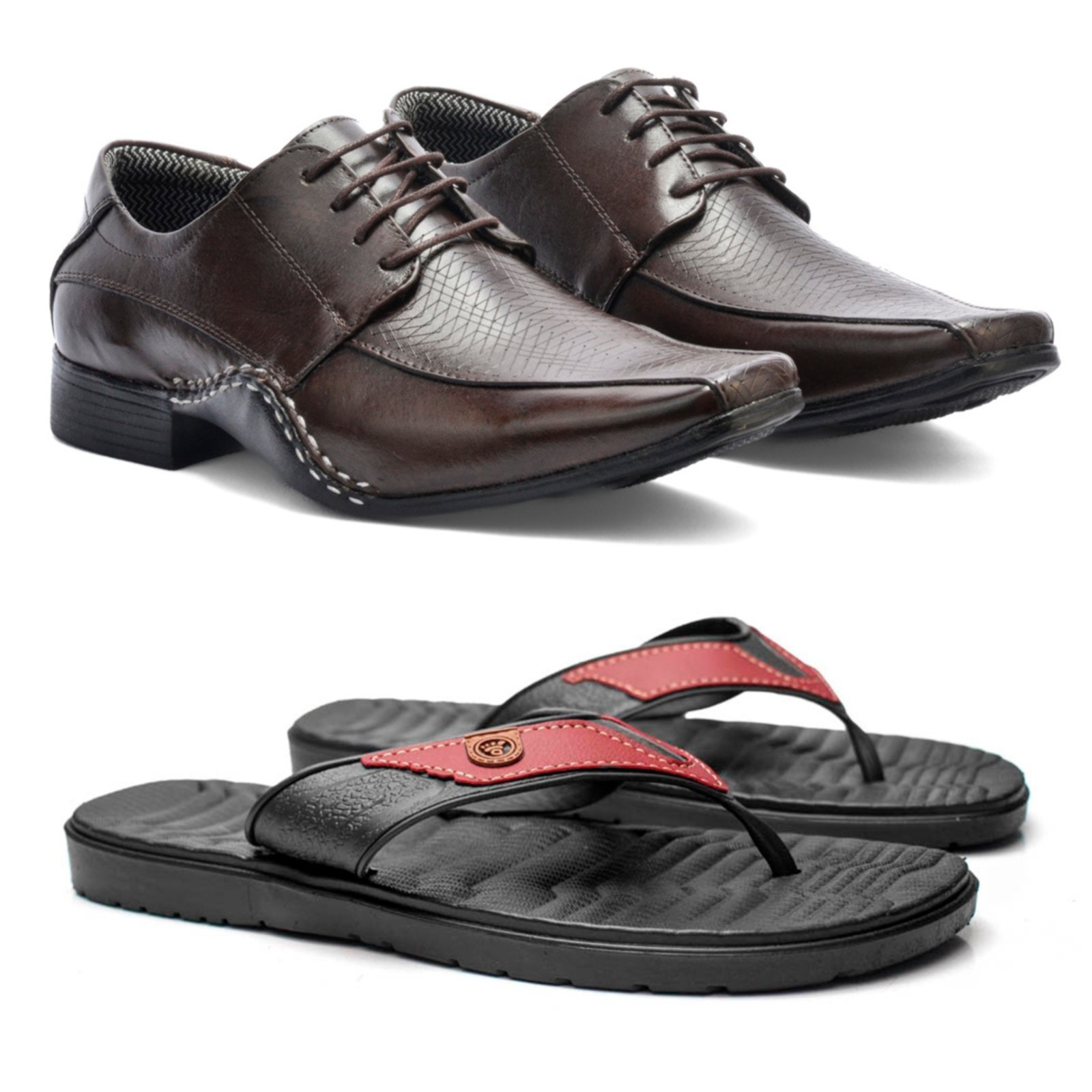 Kit Masculino Herlim Sapato Social Chinelo Ortopédico Anatômico Café