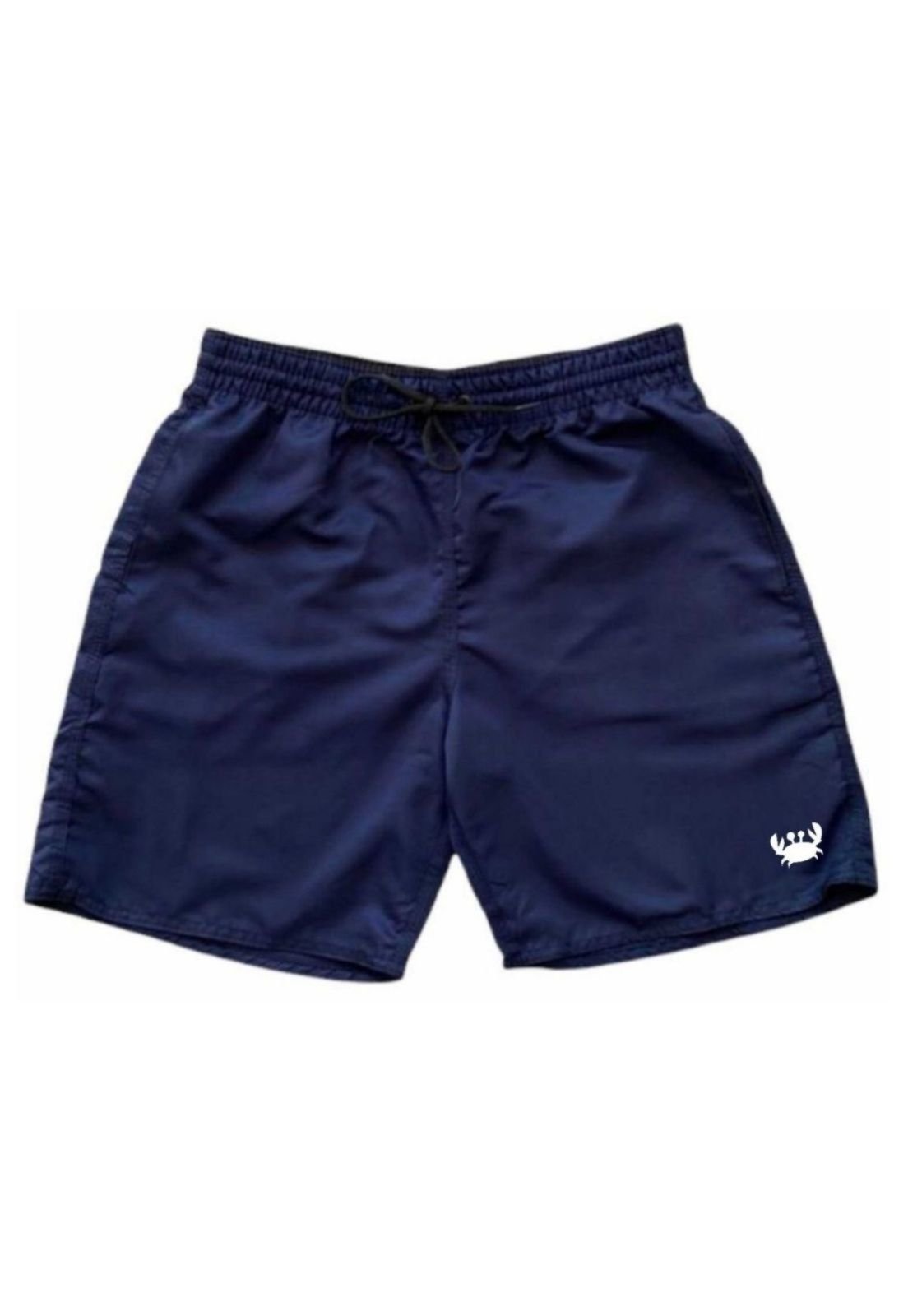Bermuda Short Azul Escuro Liso Relaxado Moda Praia
