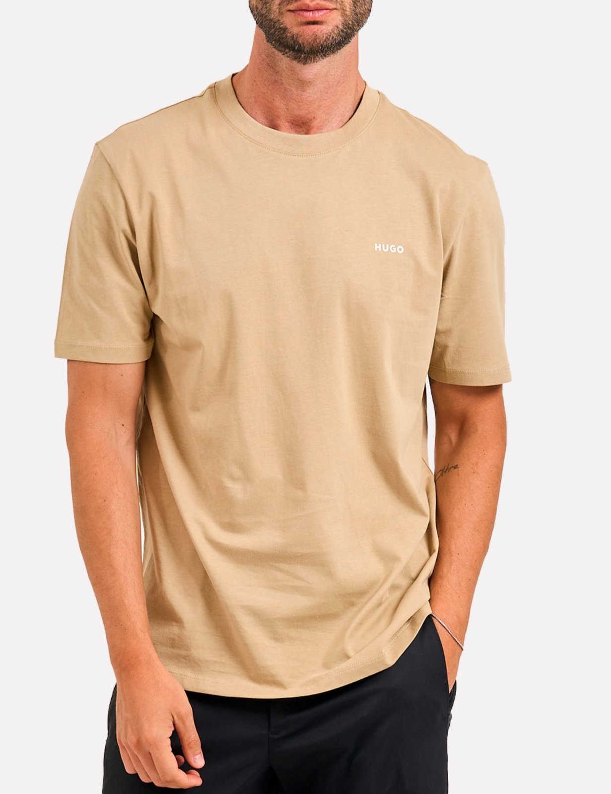 Camiseta Hugo Boss Masculina Regular Dero222 Areia