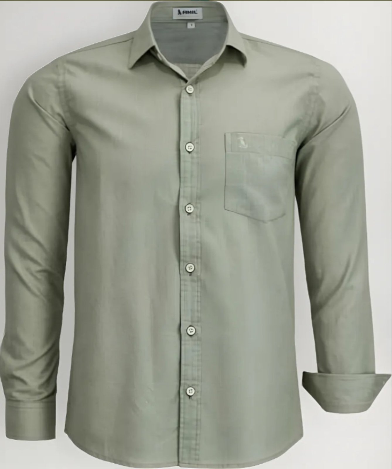Vista 2 Camisa Social Amil Numen Comfort Algodão Manga Longa C/Bolso Luxo bege Amil bege