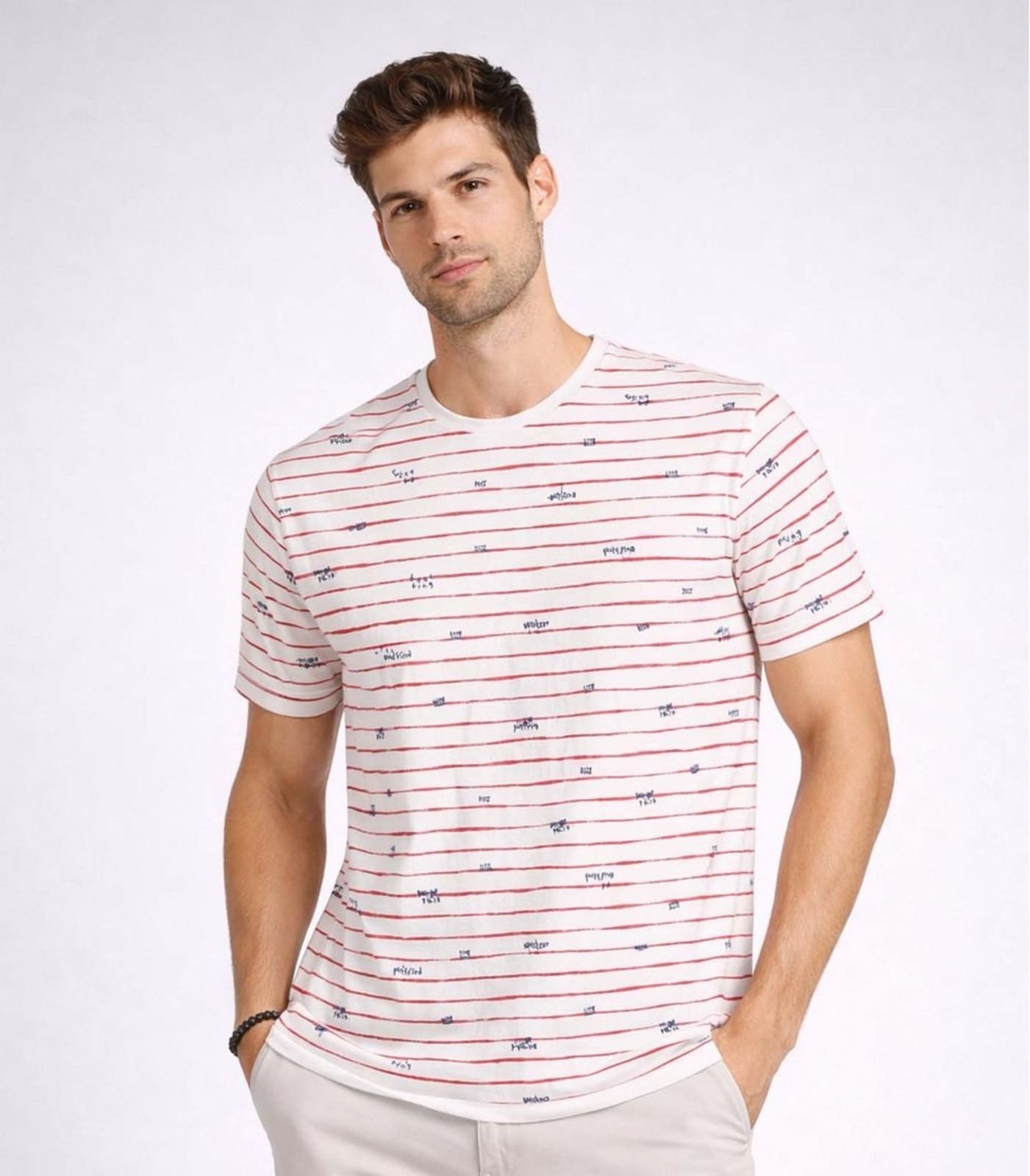 Camiseta Masculina Básica Gola Redonda Select Bege