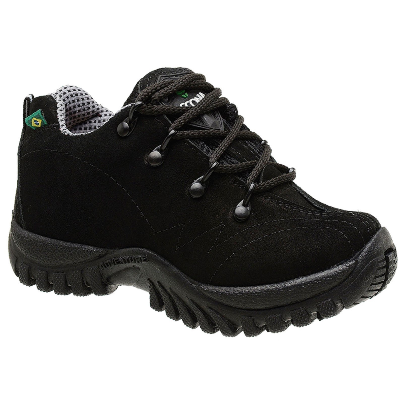 Coturno Adventure Accona Em Couro Preto 8000NP-INF