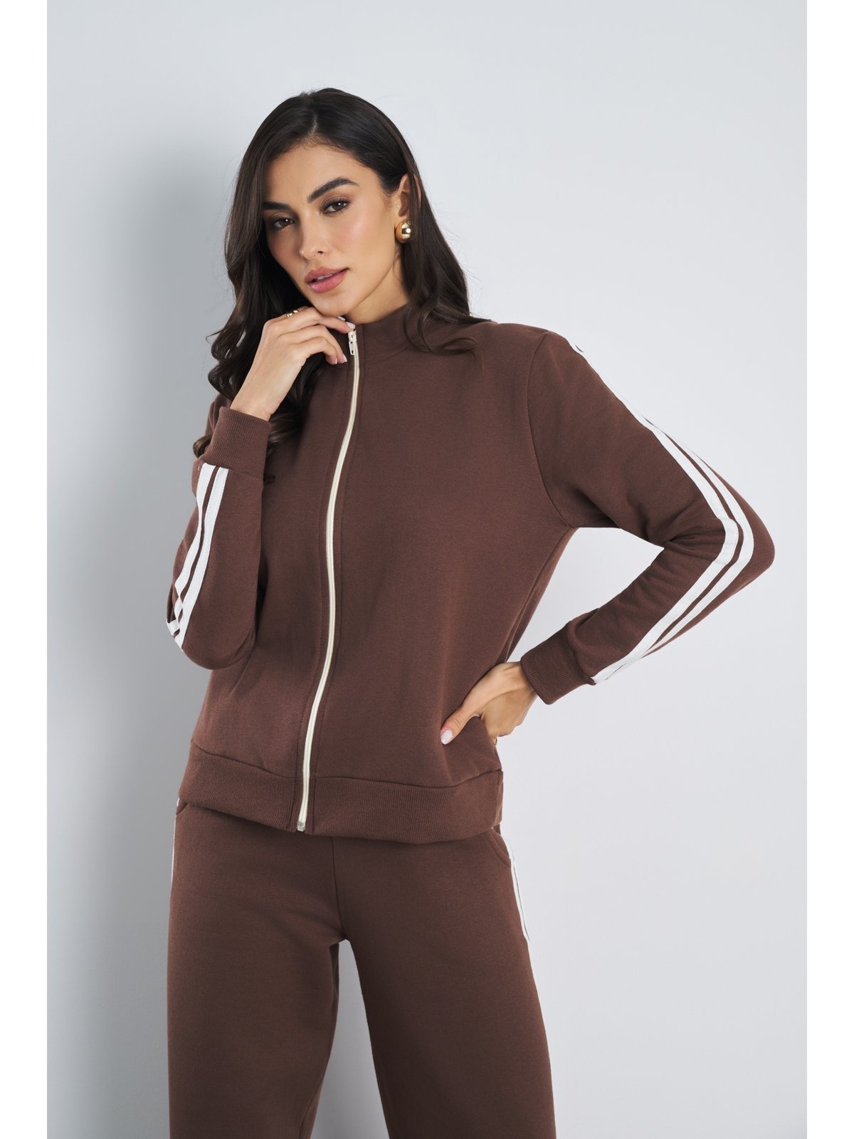 Blusa Moletom Peluciado Oversized Marrom