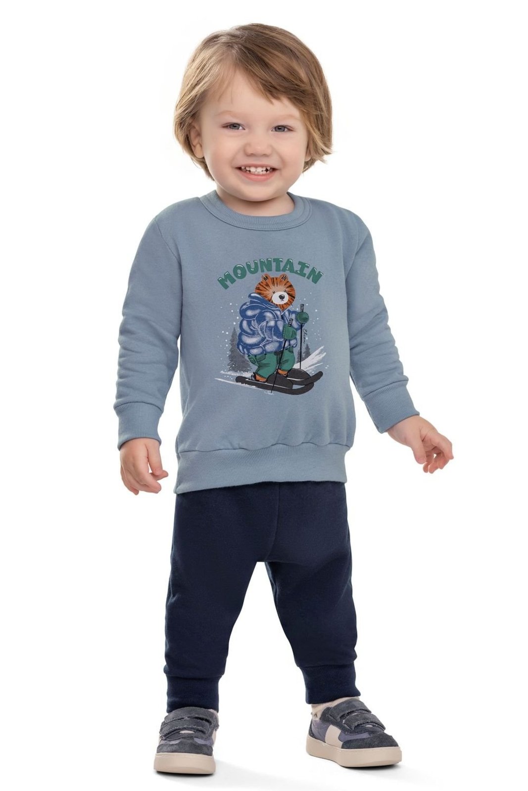 Infantil - Conjunto Menino Moletom Com Estampa Elian Azul