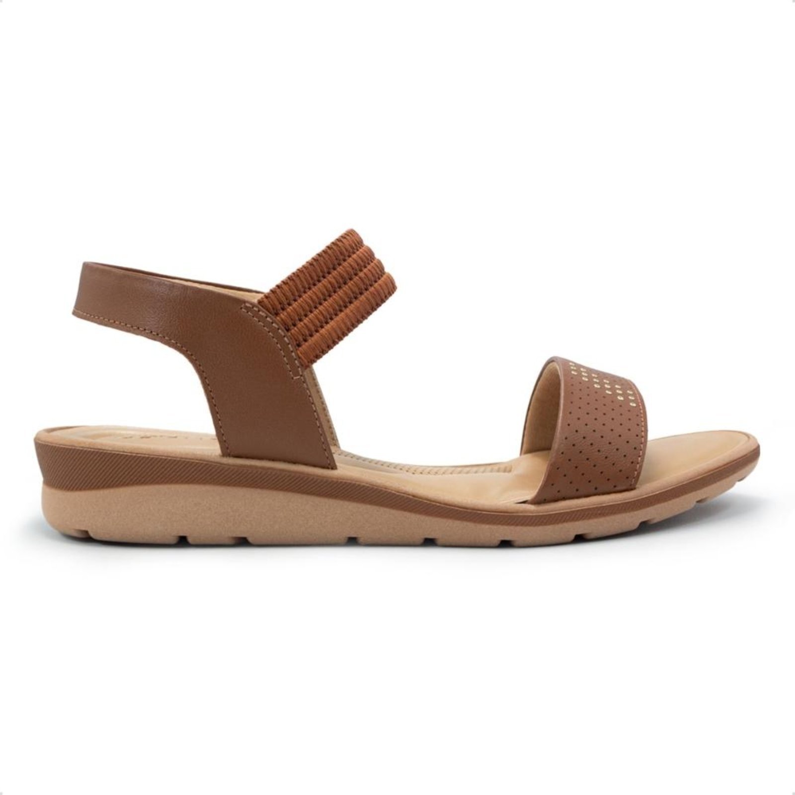 Sandália Usaflex Feminina Detalhe Rebite Couro Casual MA03006 Marrom