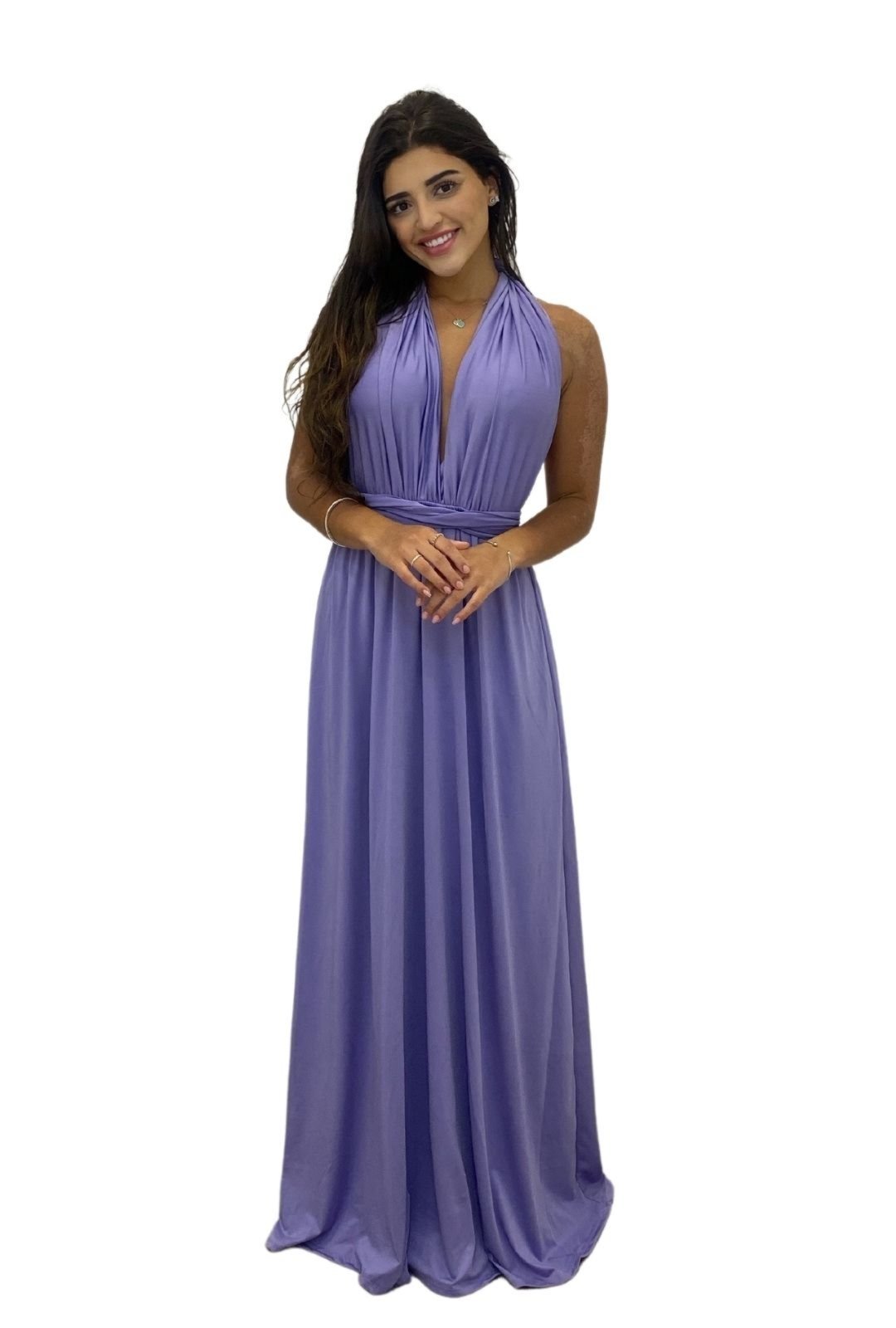 Vestido Madrinhas Casamento Multiformas Longo Lilás