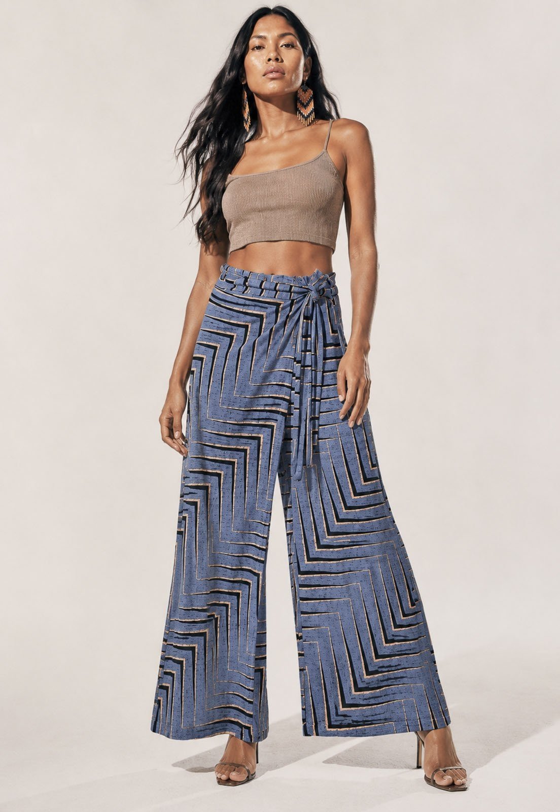 Calça CabanaFree Transpasse Nadi Pantalona Estampa Murici