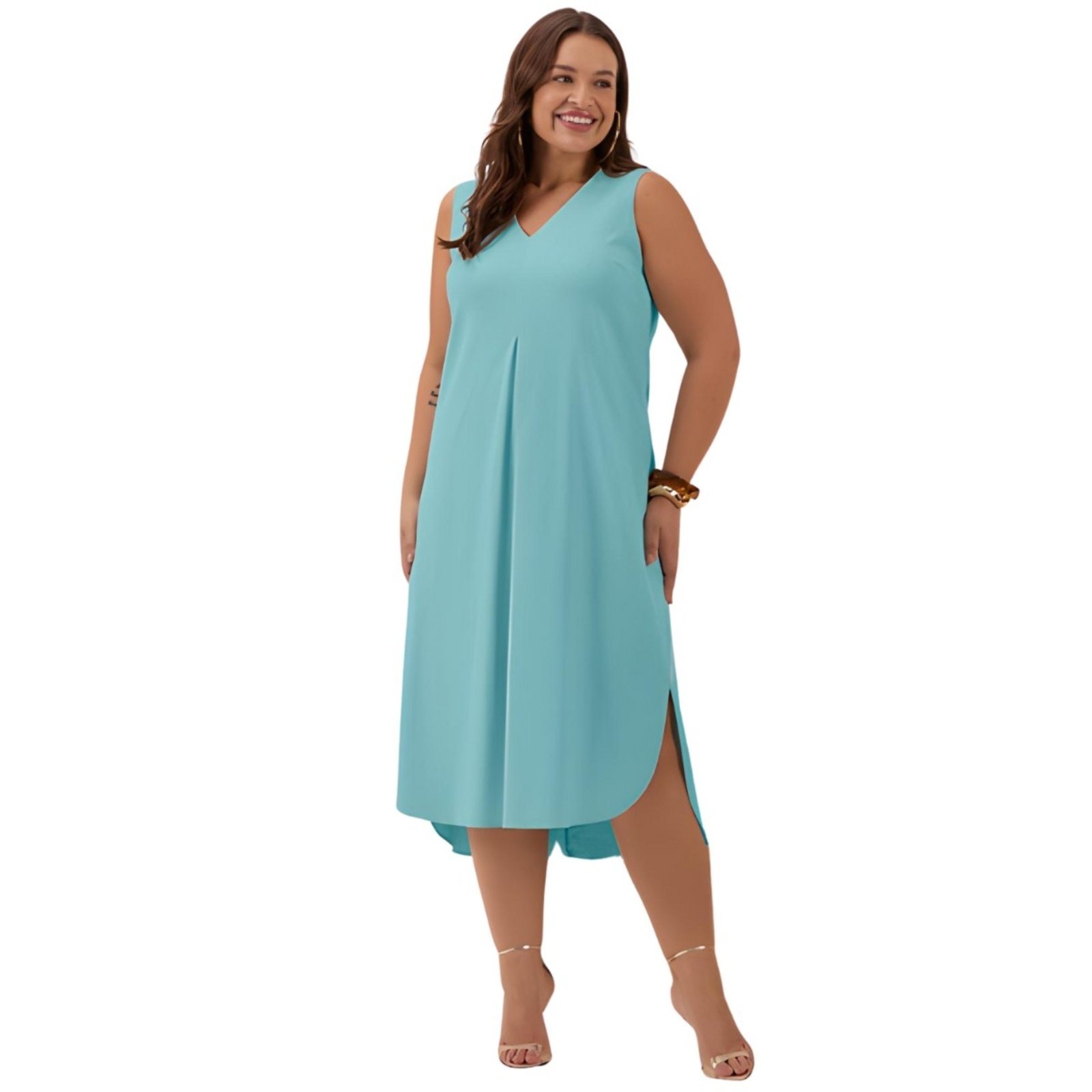Vestido Solto Linho Plus Lunender