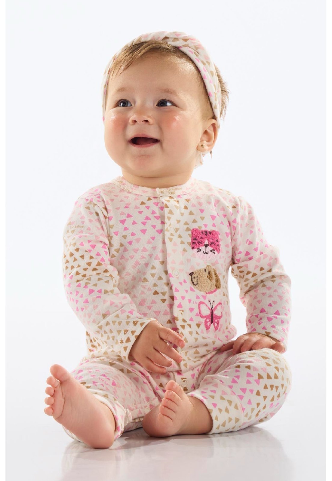 Infantil – Macaquinho Estampado Unissex Up Baby Rosa