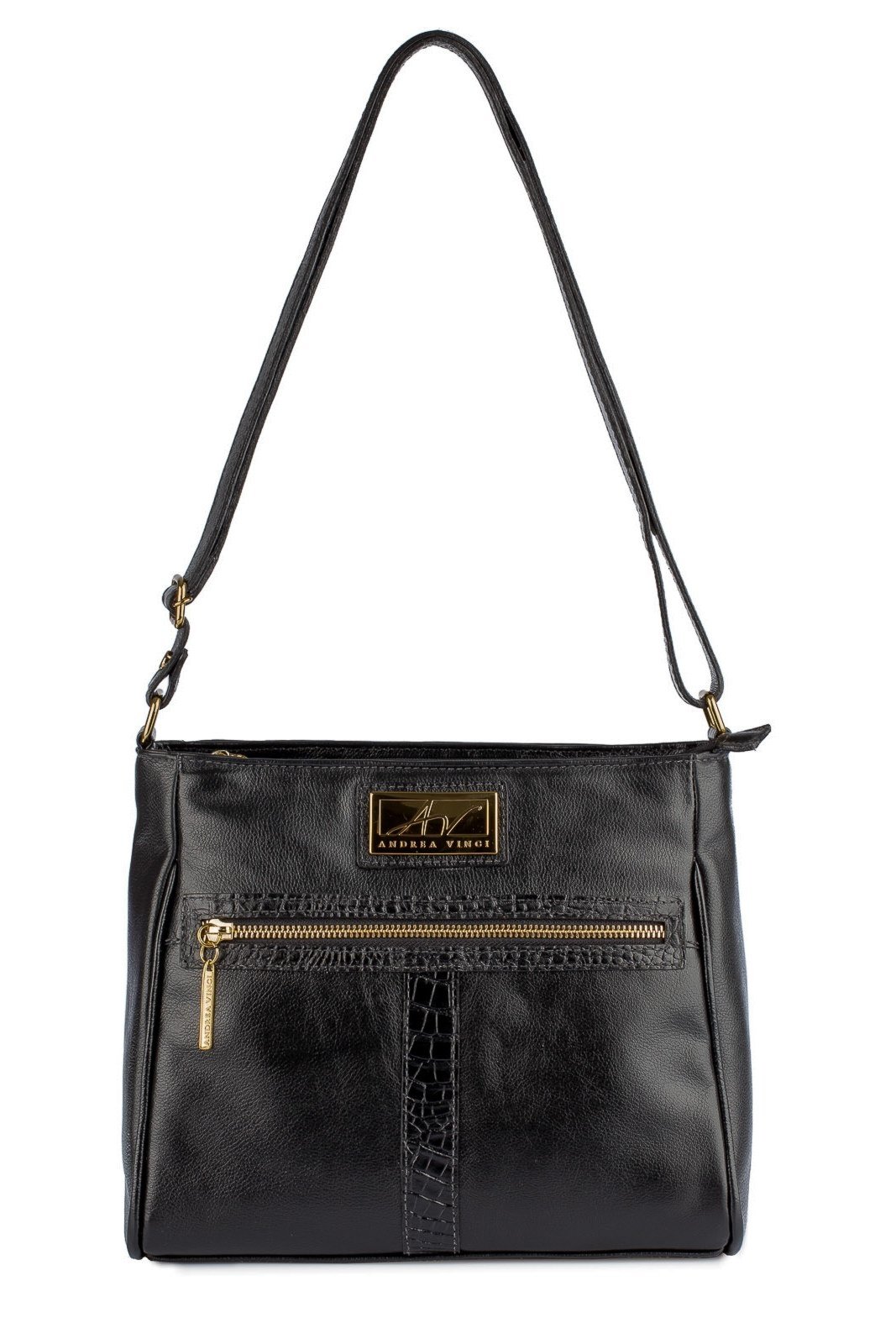 Bolsa tiracolo de couro liso Milena - Preto