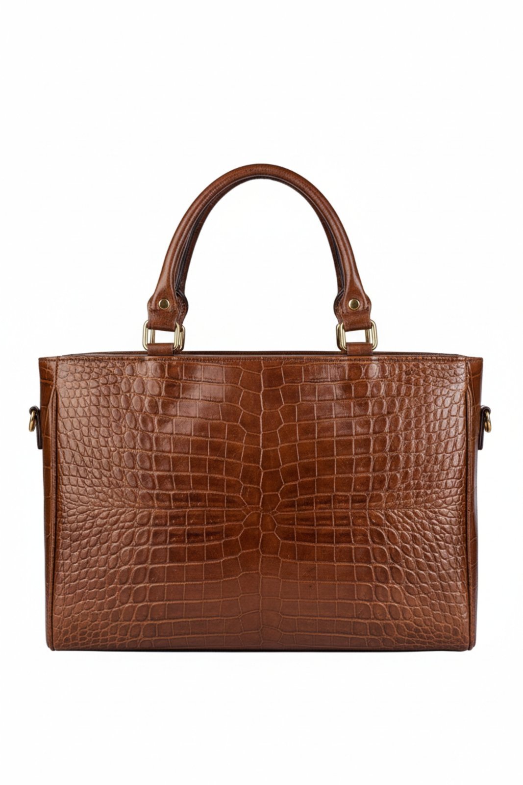 Pasta feminina de couro croco Esther - Whisky