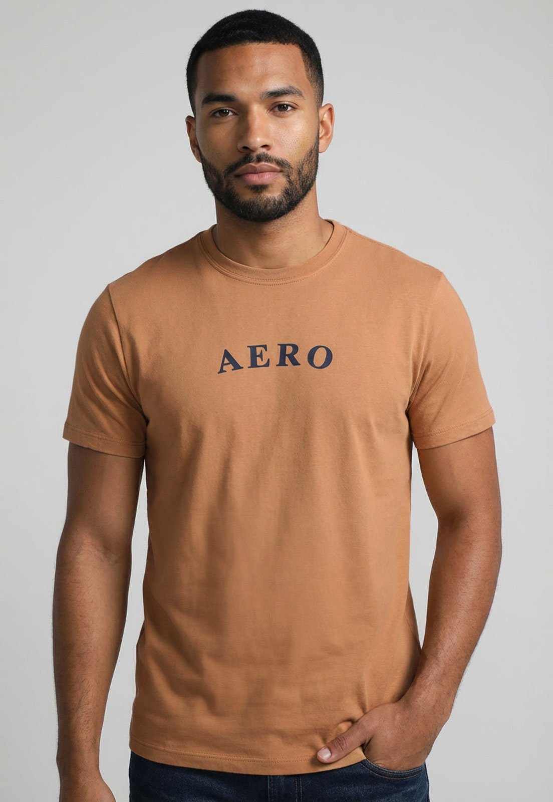 Camiseta Masculina Aeropostale Logo Caramelo
