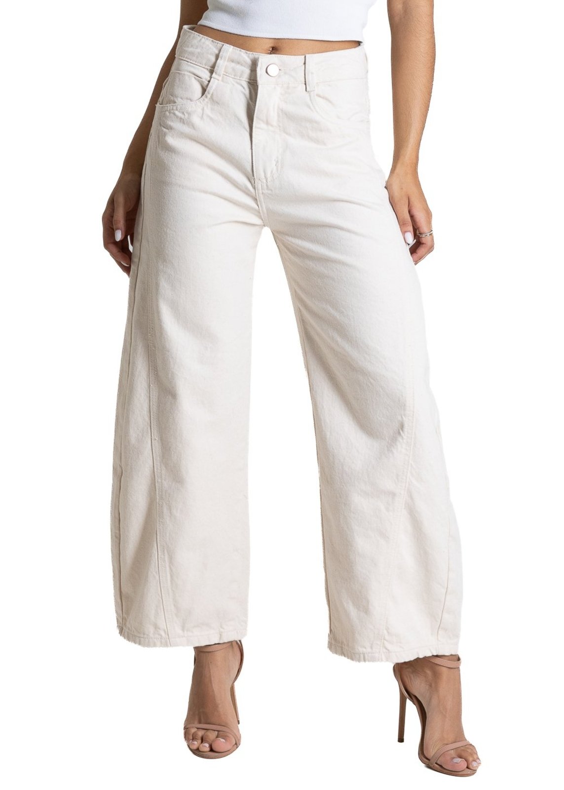 Calça Sarja Sawary Balloon - 284371 - Bege - Sawary