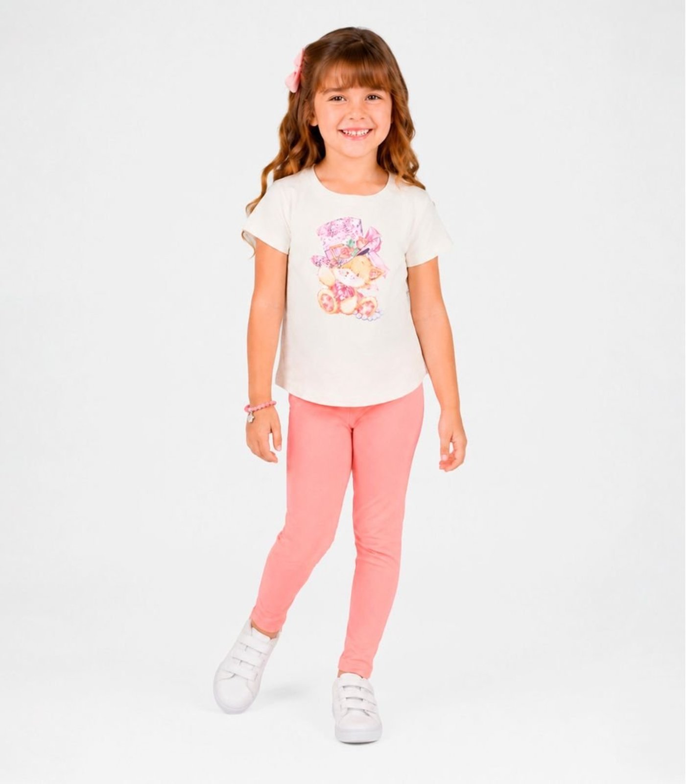 Infantil - Conjunto Menina Blusa E Legging Select Bege