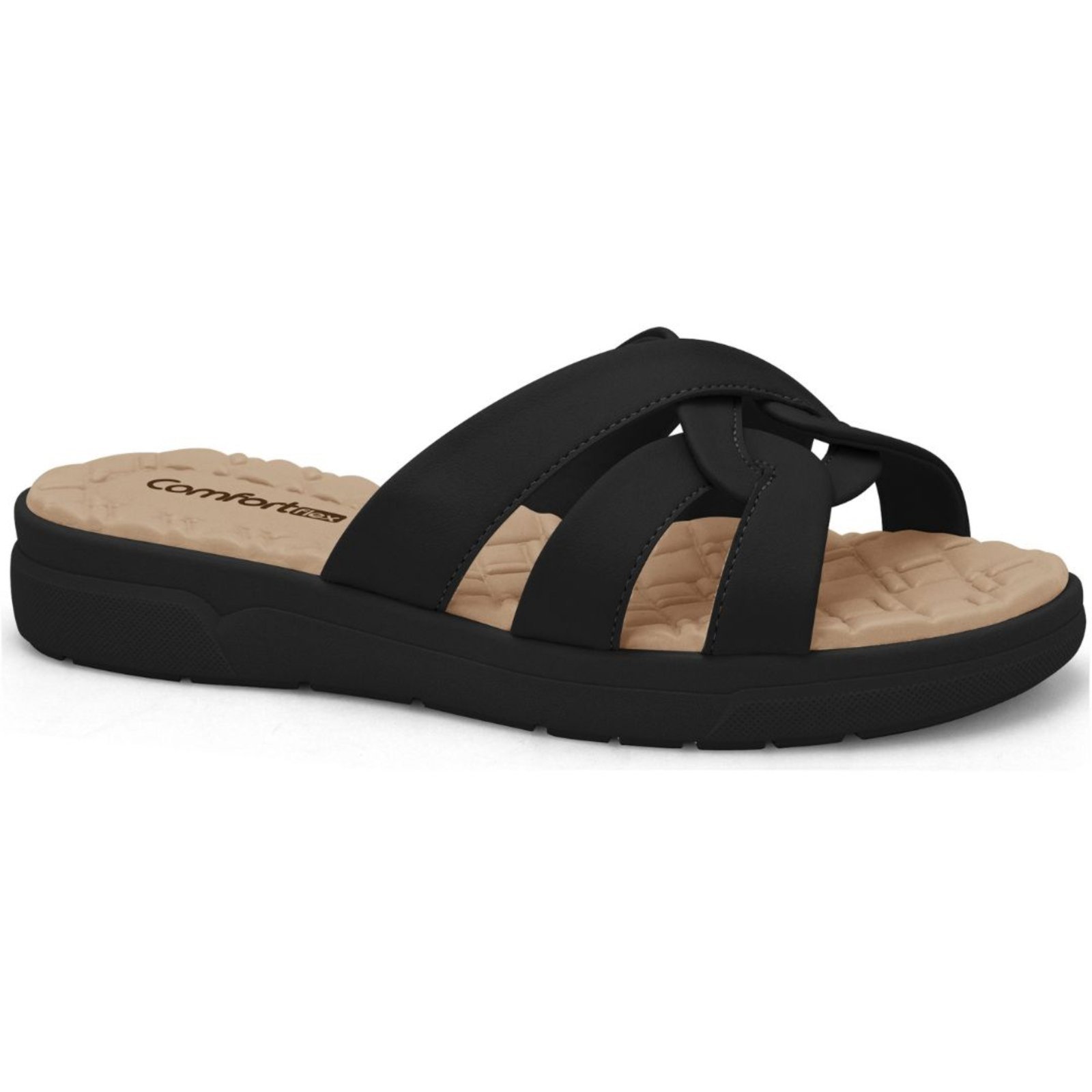 Sandália Feminina Preta Comfortflex 2542402-4