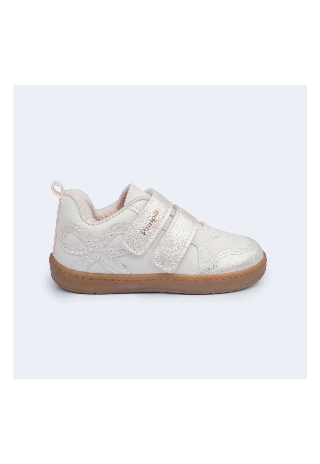 Infantil - Tênis Feminino Pampili Sophie Laço Perolado Branco 20 Branco
