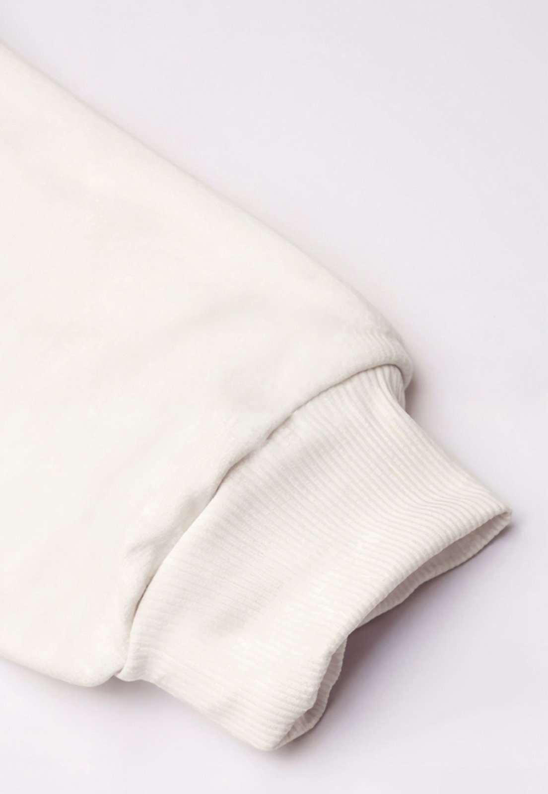Vista 3 Blusa de Frio Moletom Flanelado Benellys Liso Gola Redonda Off White branco white Benellys branco white