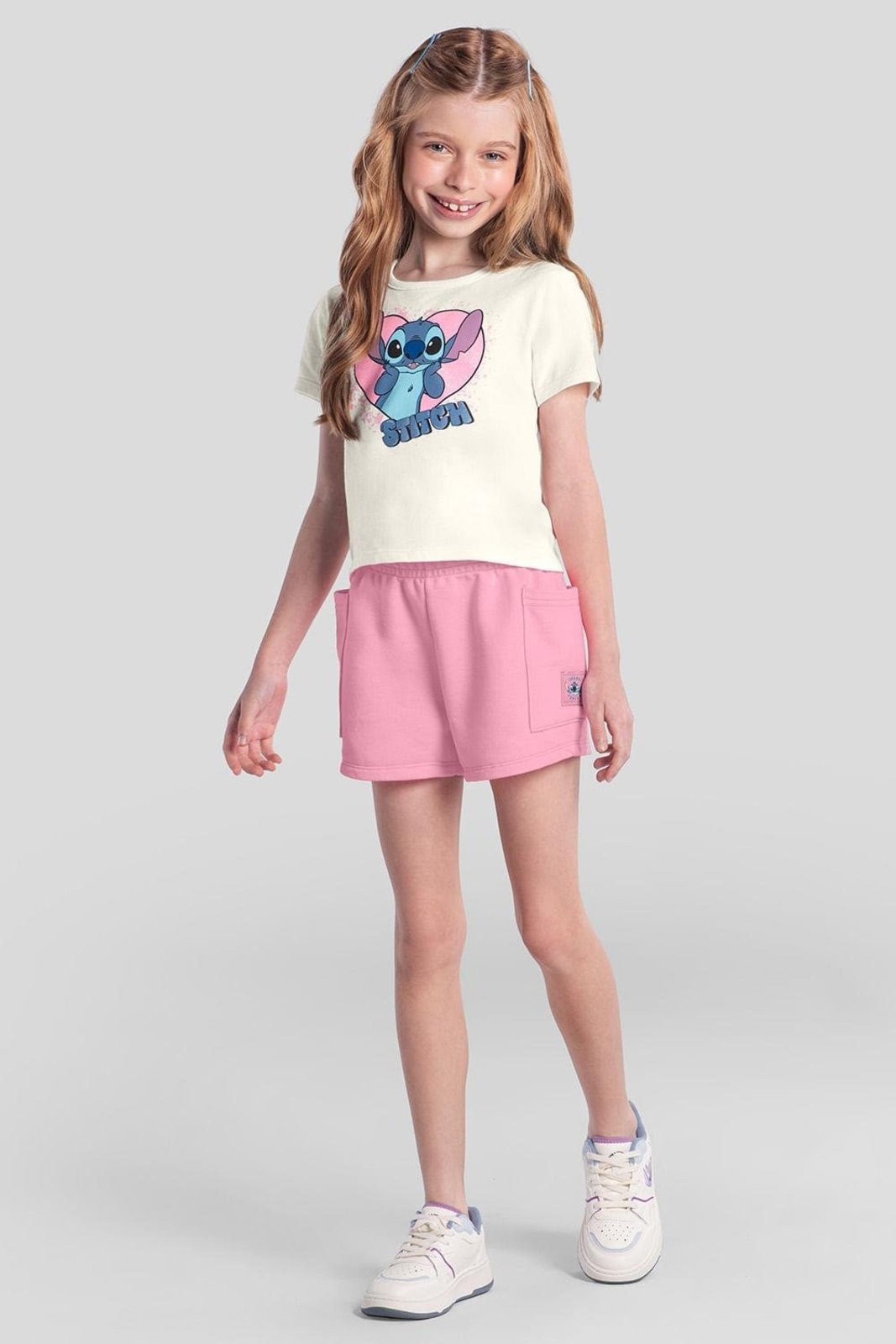 Infantil - Conjunto menina do Stitch Brandili Natural