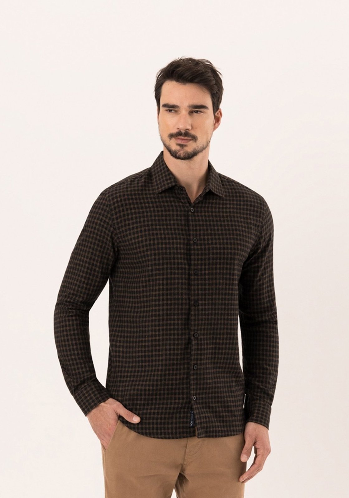 Camisa Slim Fit Em Tecido De Flanela