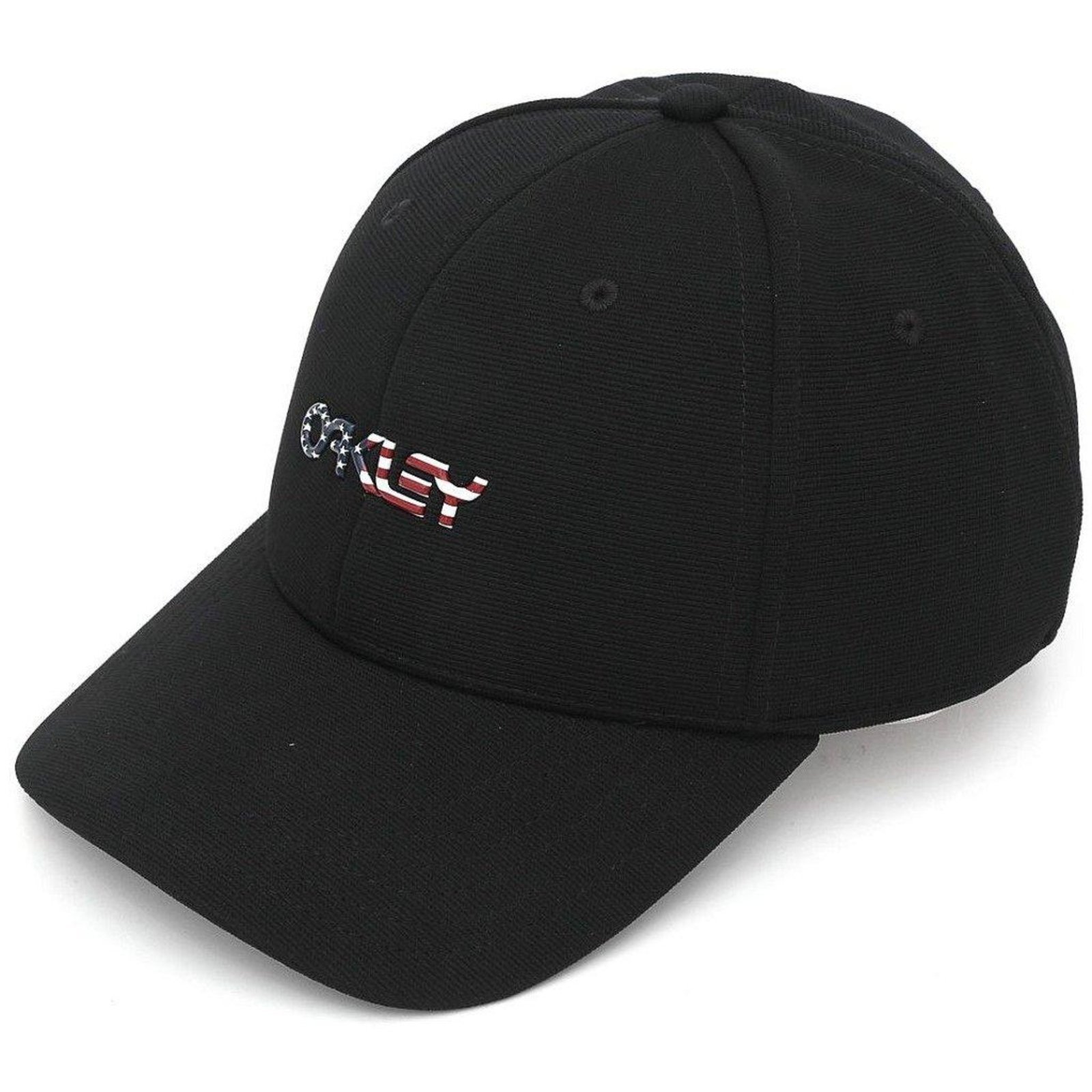 Boné Oakley 6 Panel Stretch Oakley Metallic Preto/American Flag