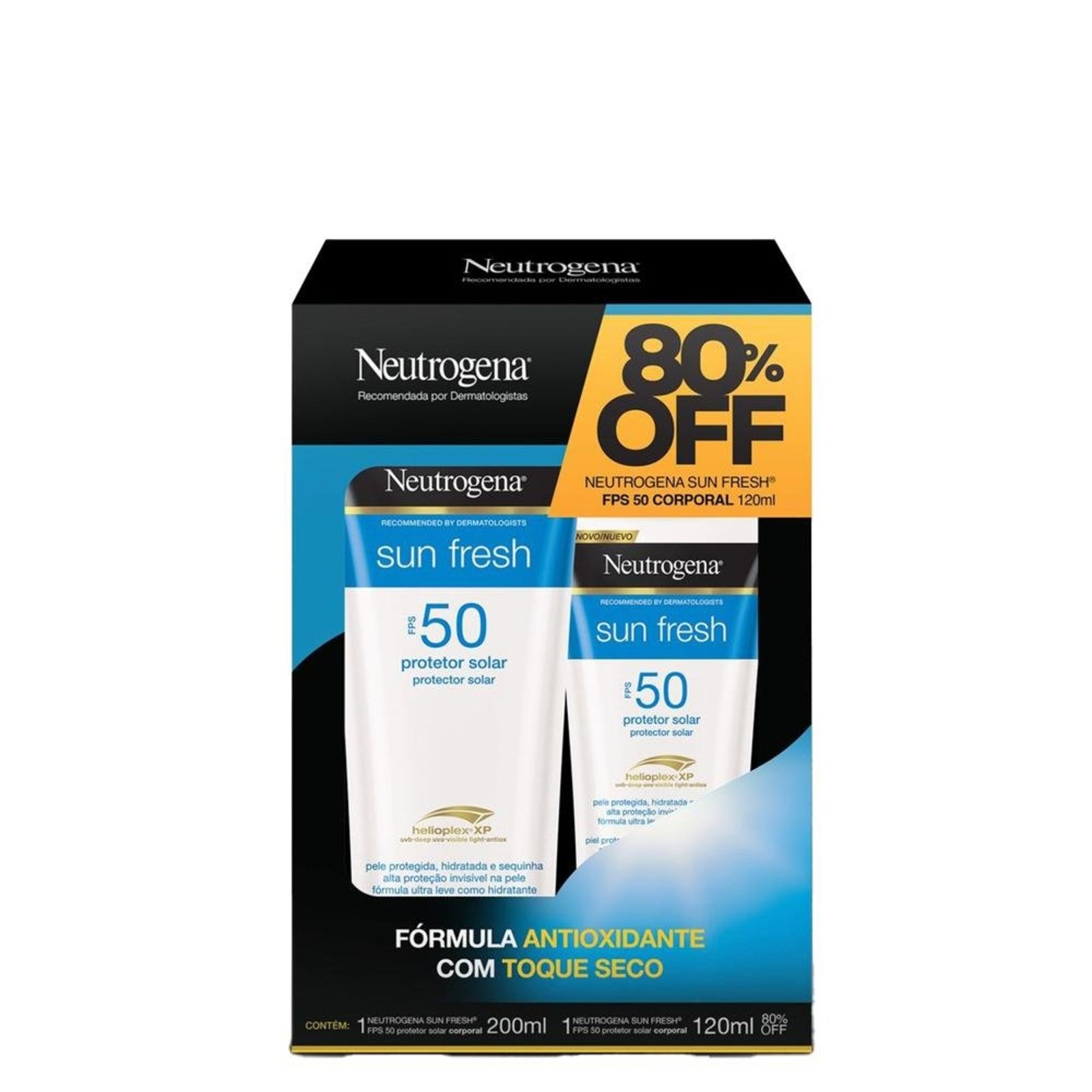 Neutrogena Sun Fresh Kit Protetor Solar Corporal Fps50 200ml+Protetor Fps50 120ml