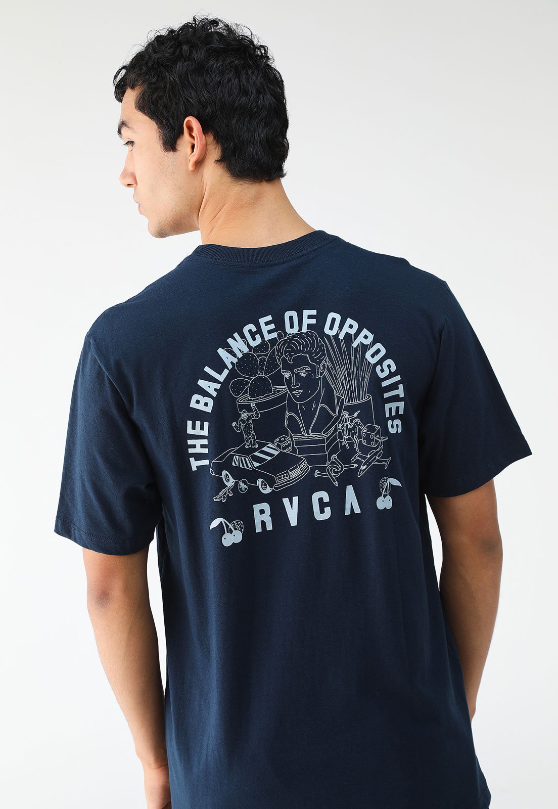 Camiseta RVCA Reta Estampada Azul-Marinho