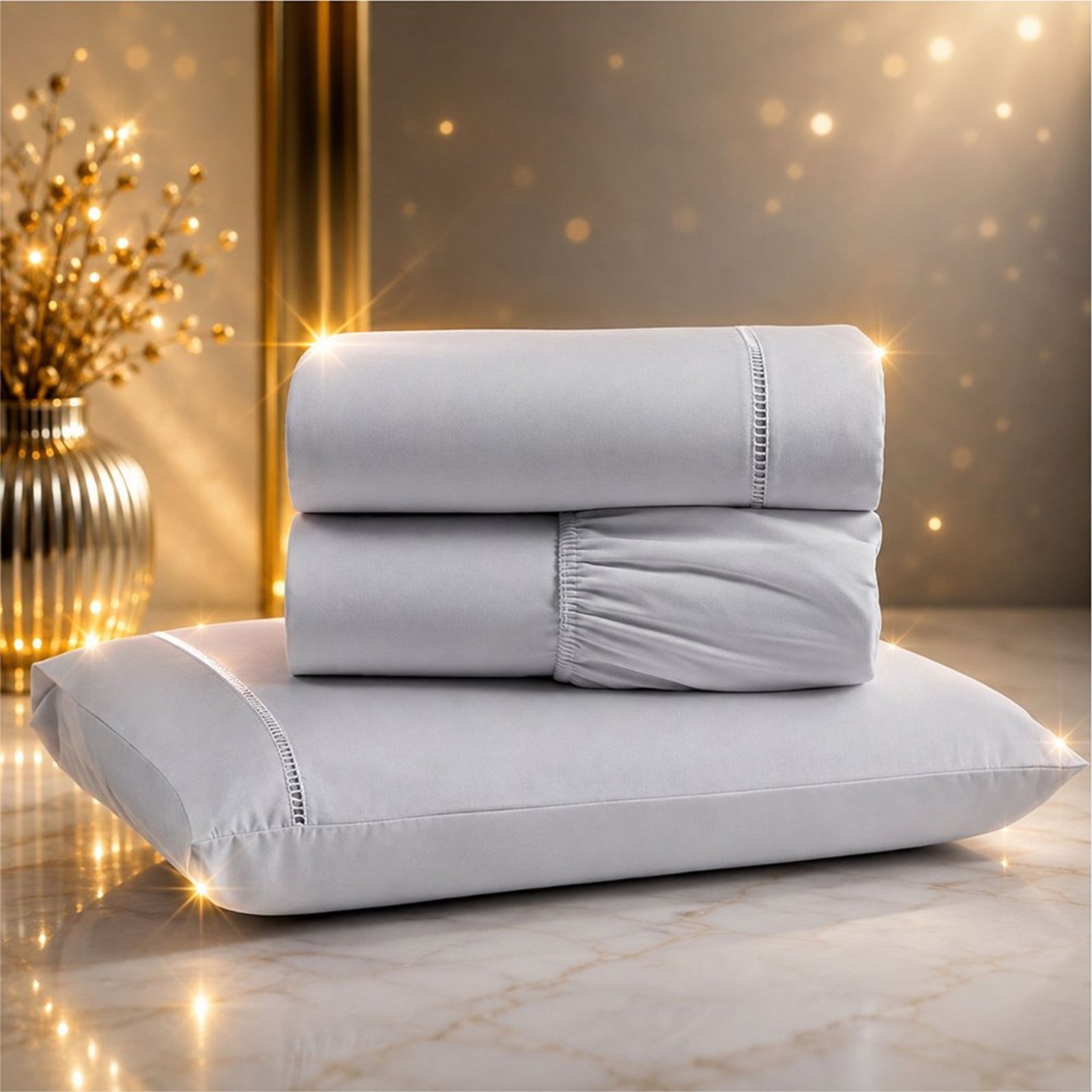Jogo de Cama Lençol Quality Solteiro Micropercal 600 fios Macio 3 Peças - Cinza