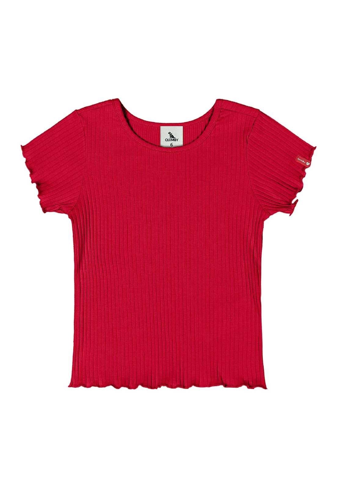 Infantil - Blusa em Ribana Canelada Menina Quimby Vermelho