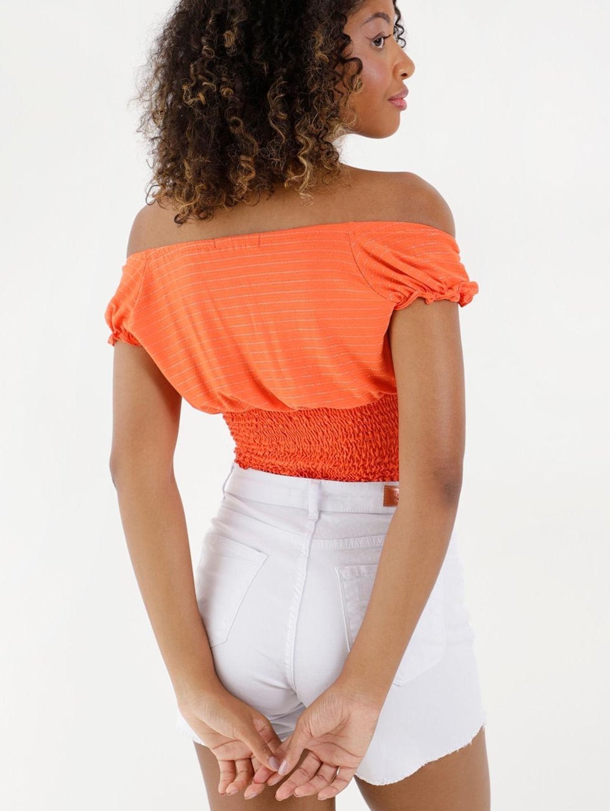 Vista 3 Blusa Ciganinha Cropped Autentique Feminina laranja Autentique laranja