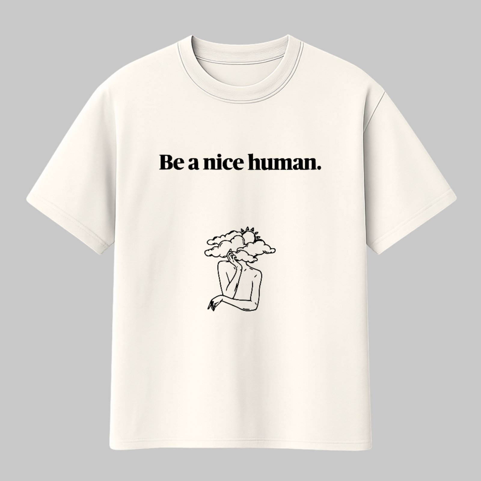 Camiseta Básica Be A Nice Human Frase Minimalista Estilo Off White