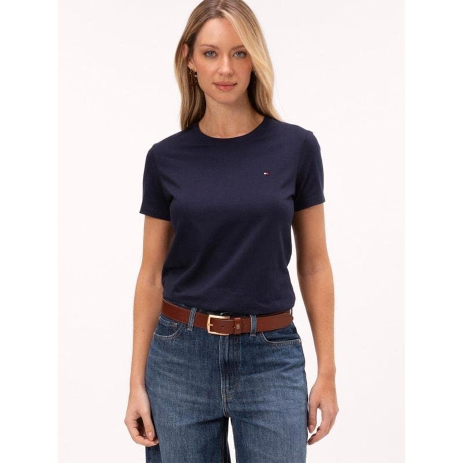 Camiseta Clássica Gola C Azul Marinho