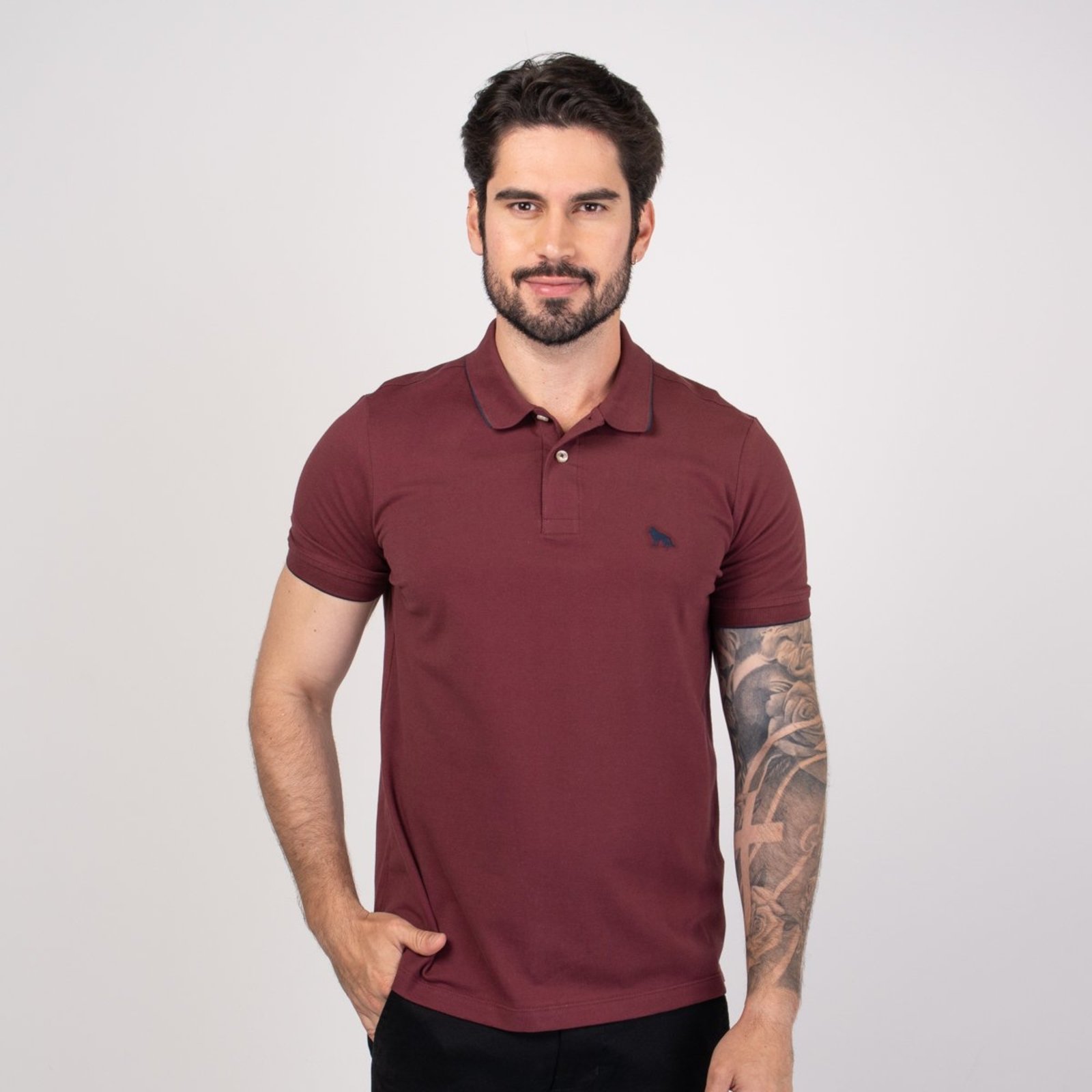 Camisa Polo Acostamento Friso Marsala