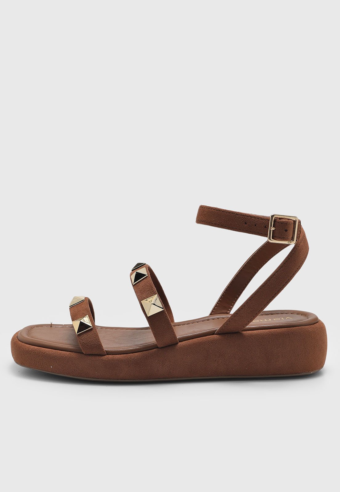 Rasteira Feminina Via Marte Tachas Marrom