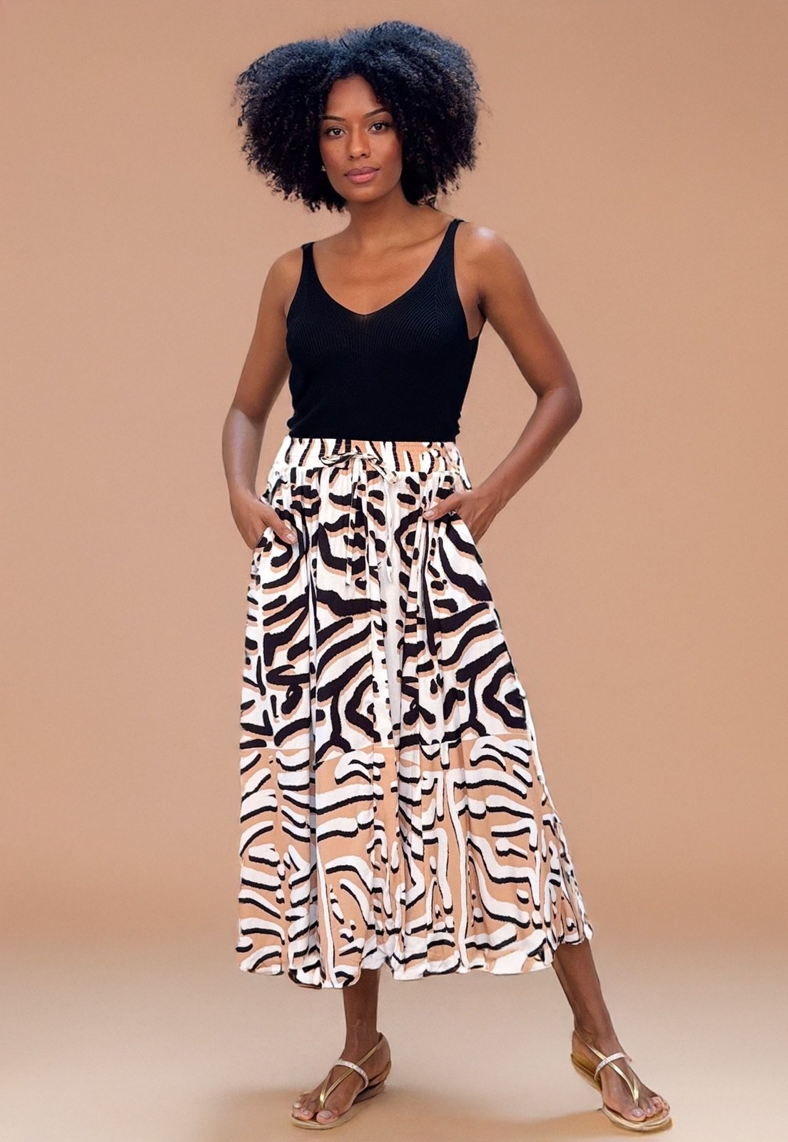 Saia Longa Amazonia Vital Estampa Tigre