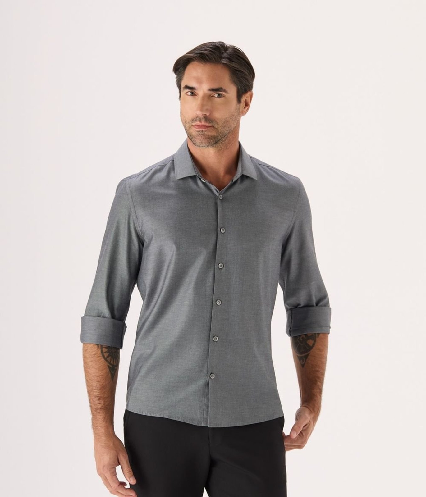 Camisa Business Makenji Masculina Cinza Grafite