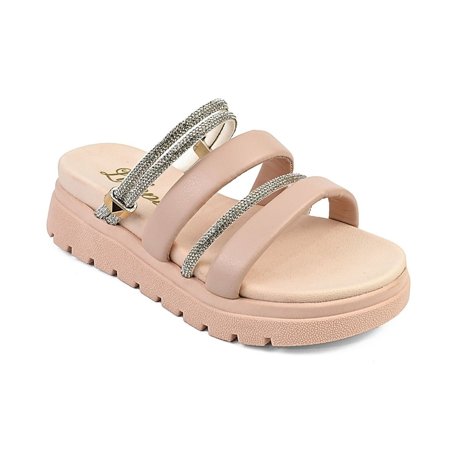 Infantil - Sandália Menina Plataforma Strass Multiuso Nude Lulopé Feminina