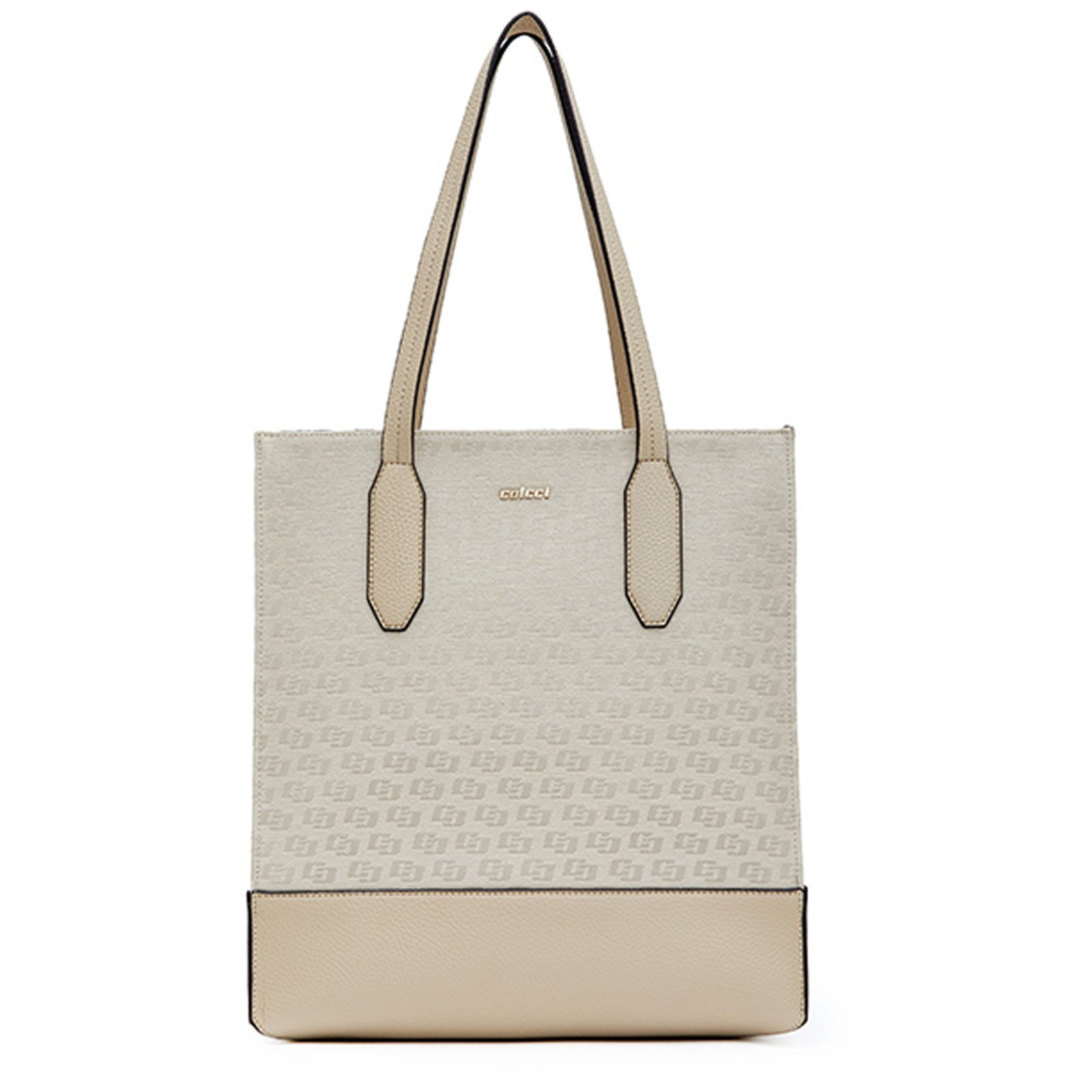 Vista 2 Bolsa Shopping Colcci Jacquard In24 Off White Feminino amarelo white Colcci amarelo white