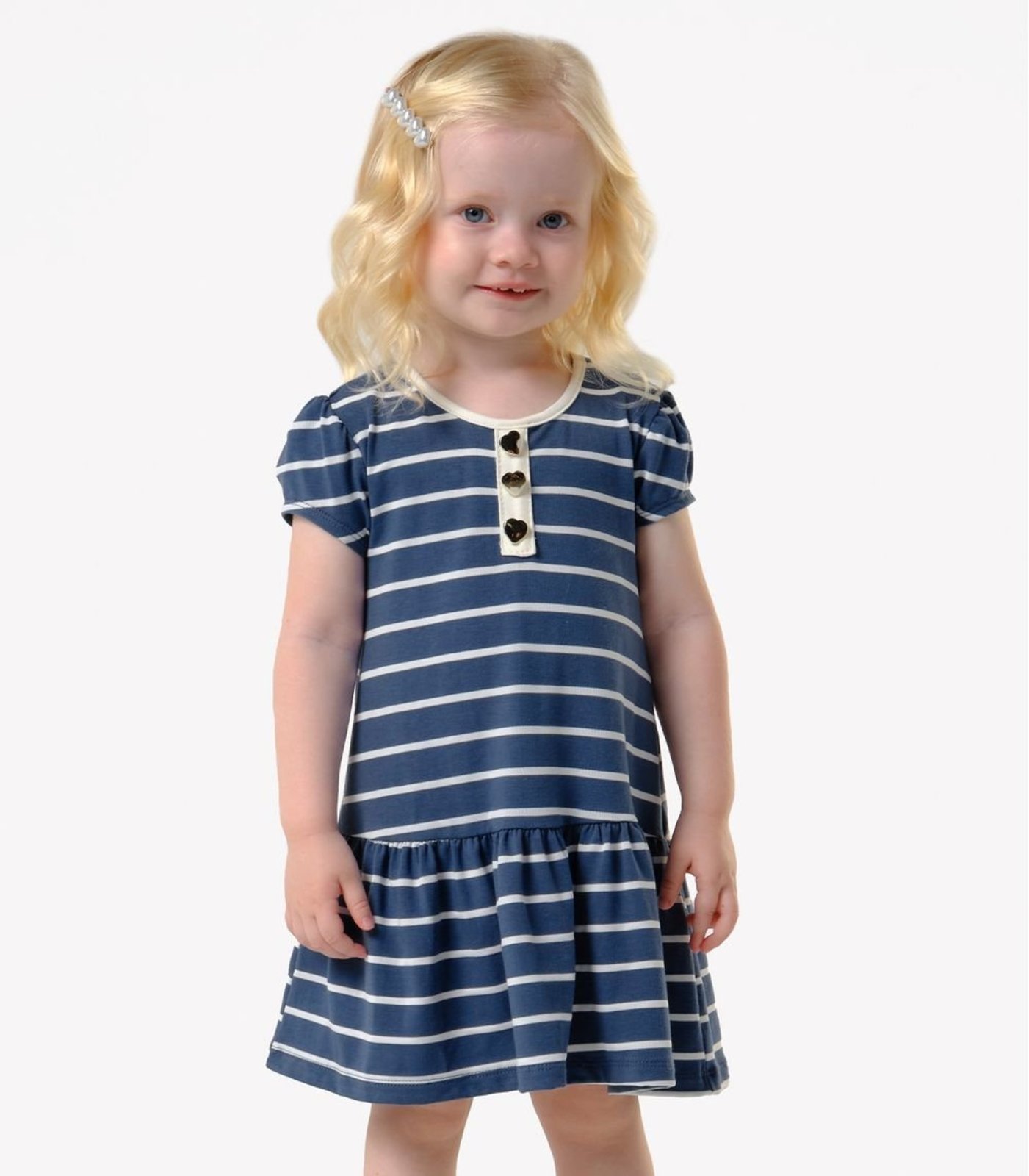 Infantil - Vestido Cotton Listrado Trick Nick Azul