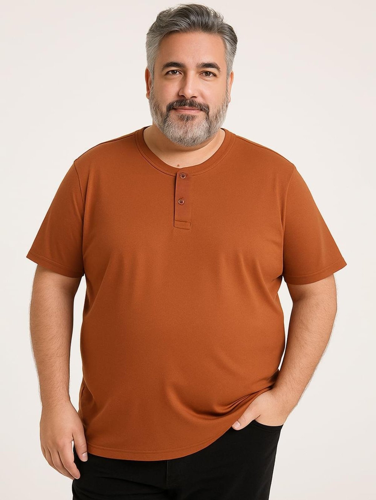 Camiseta Manga Curta Plus Size Masculina MARROM