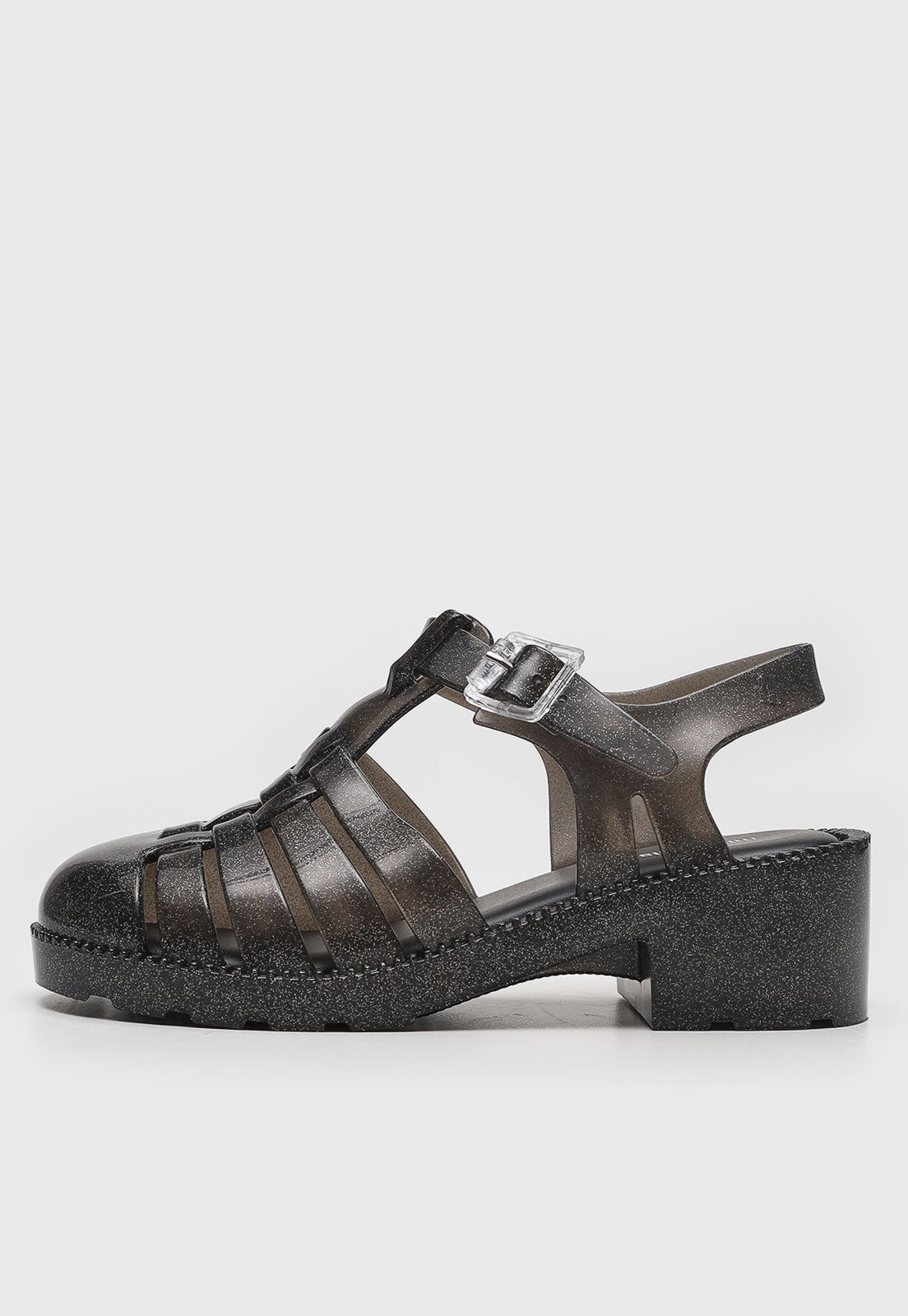 Vista 3 Infantil - Sandália Mini Melissa Possession Heel IN Preta com Glitter preto Mini Melissa preto