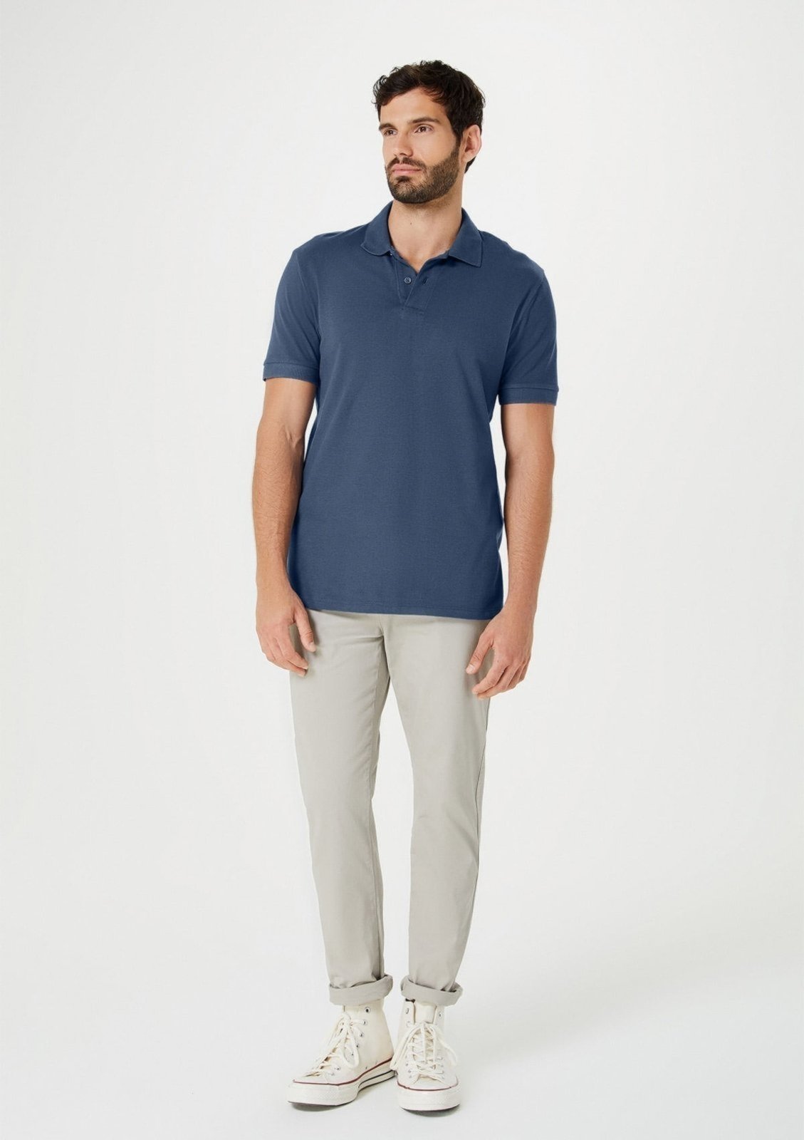 Calça Hering Básica Chino Com Elastano Cinza Médio