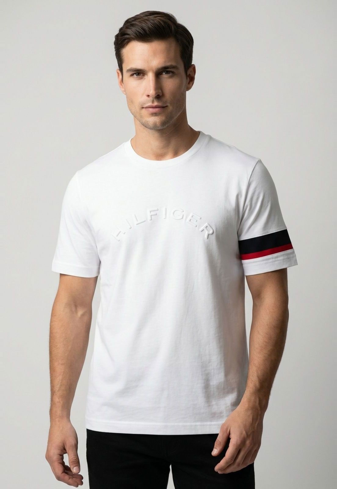 Vista 2 Camiseta Masculina Tommy Hilfiger RWB Insert TE Branca branco Tommy Hilfiger branco